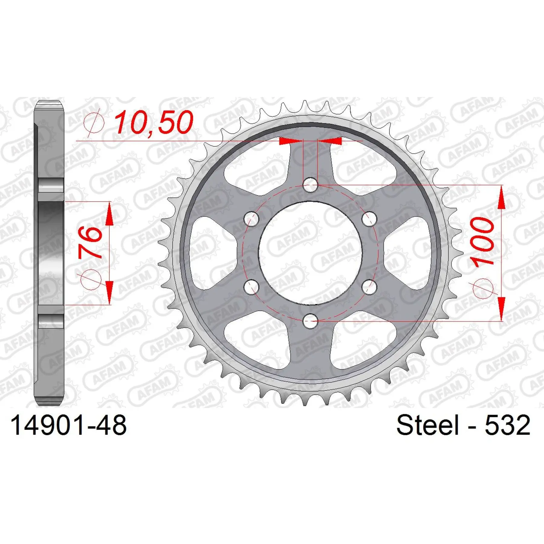 Ritzel aus Stahl Afam 532 48 dents