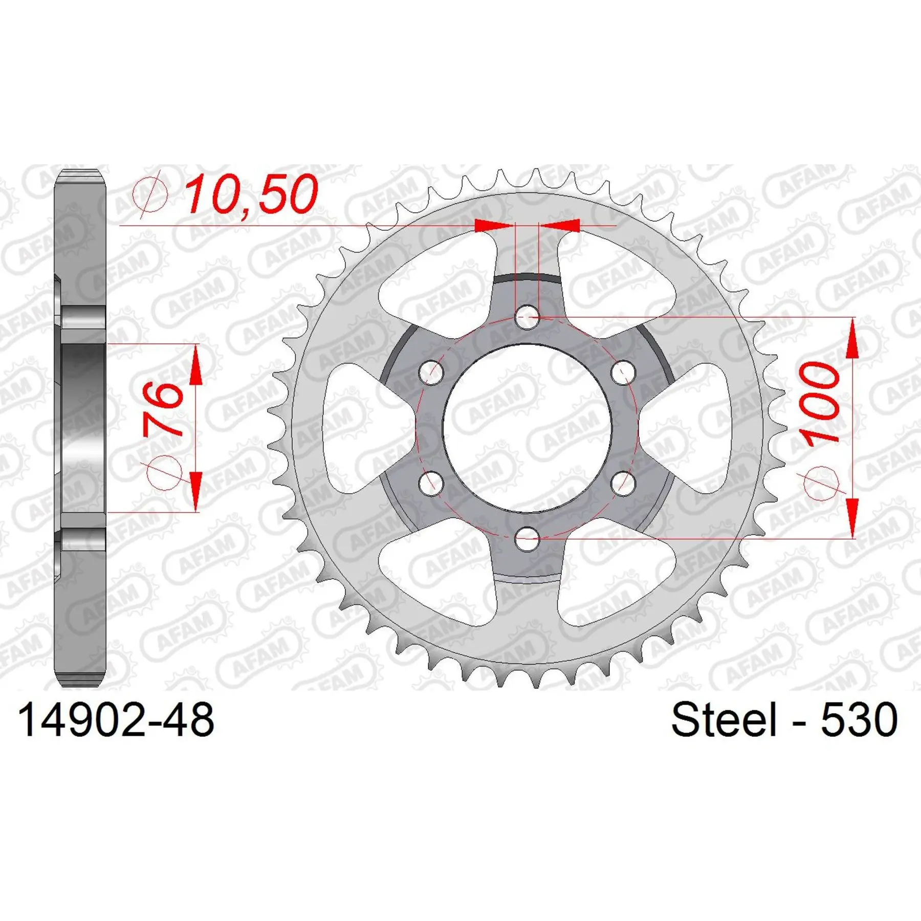 Ritzel aus Stahl Afam 530 48 dents