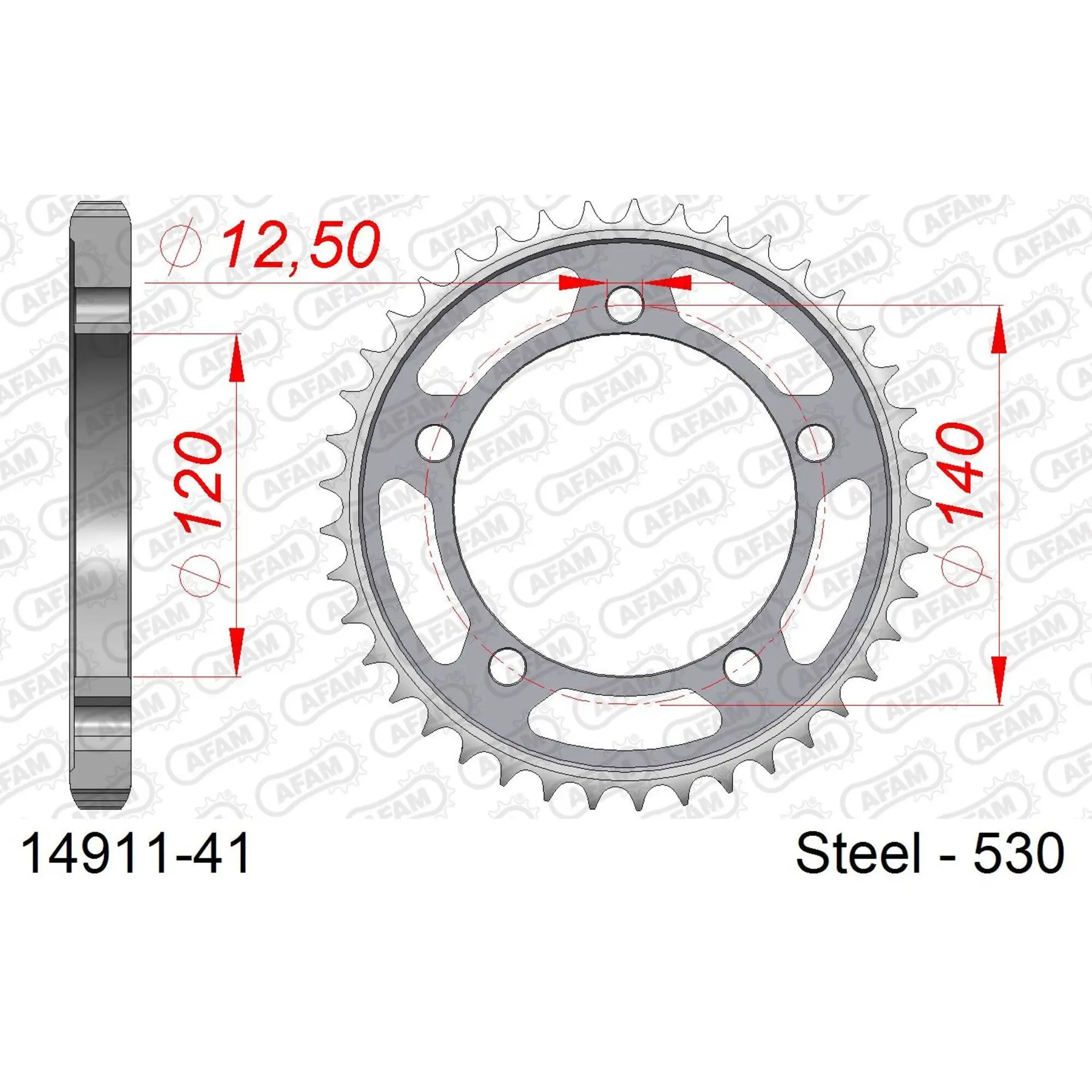 Ritzel aus Stahl Afam 530 41 dents