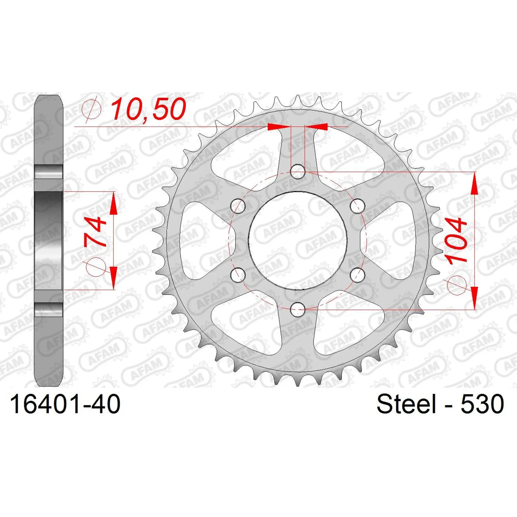 Ritzel aus Stahl Afam 530 40 dents