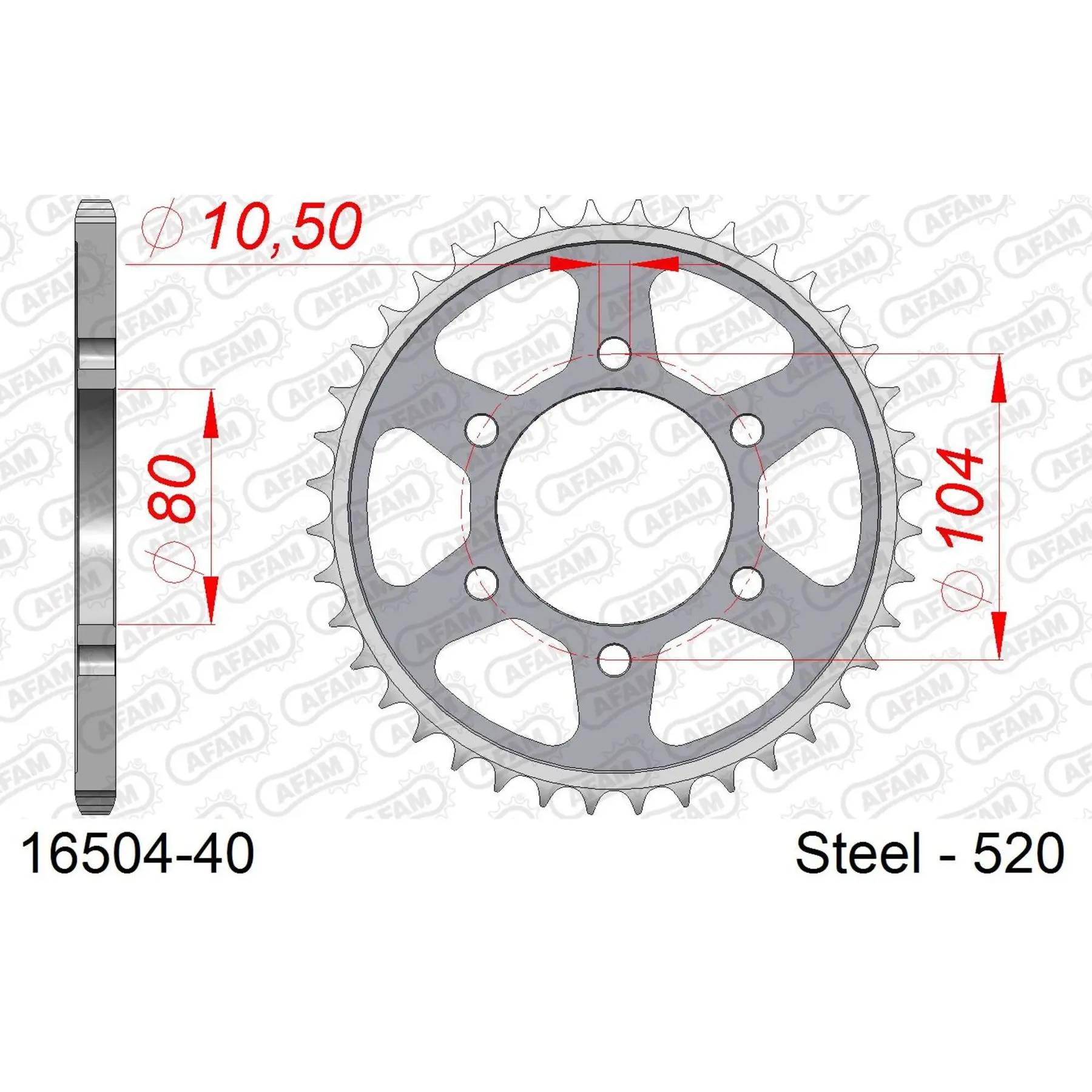 Ritzel aus Stahl Afam 520 40 dents