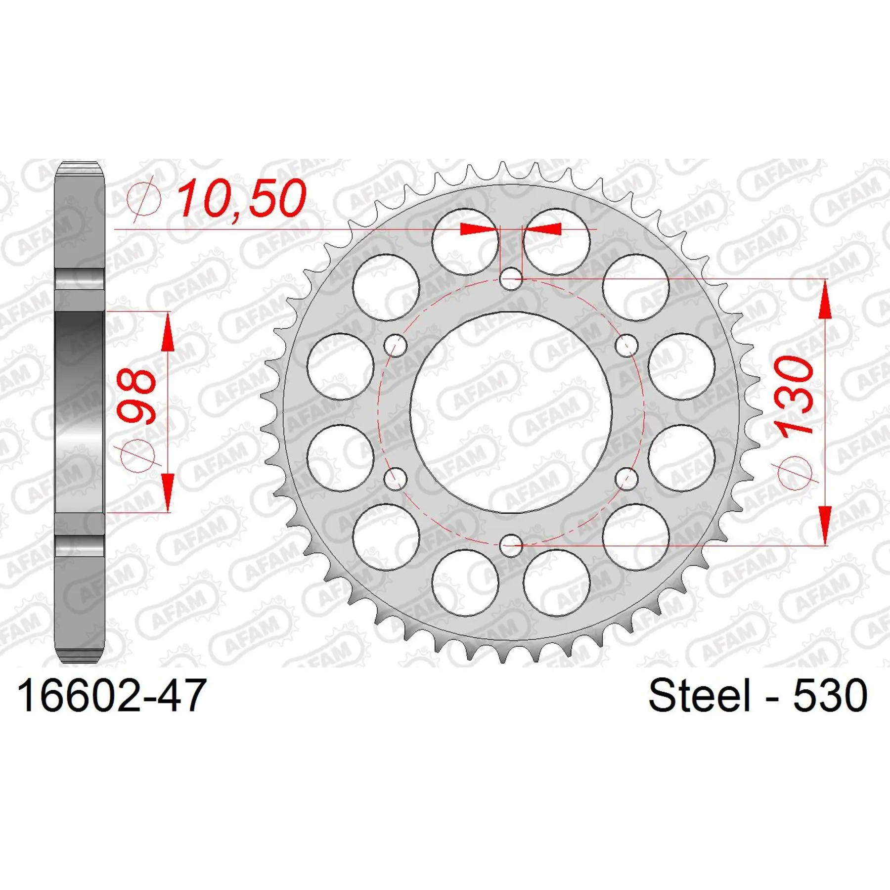 Ritzel aus Stahl Afam 530 47 dents