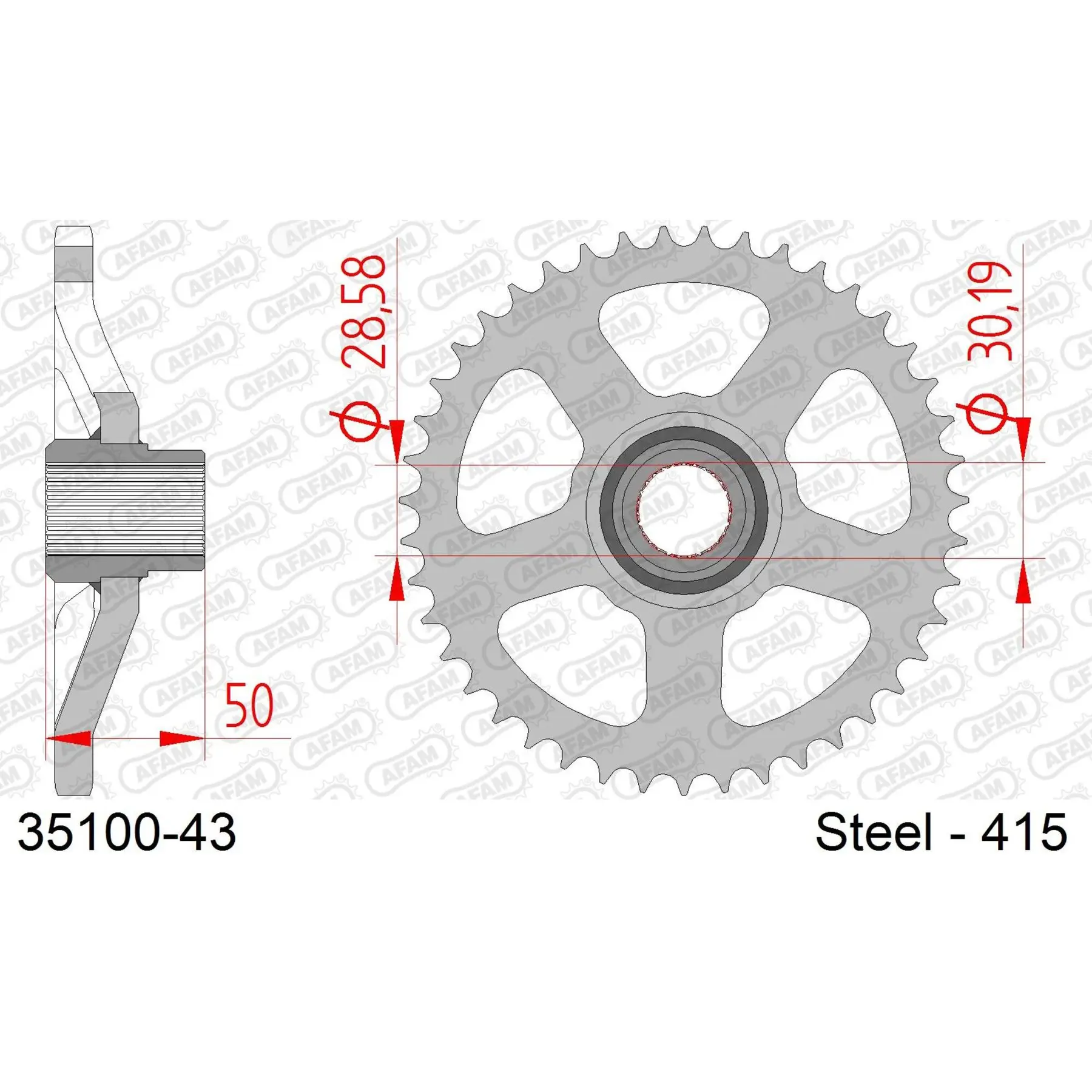 Ritzel Motorrad Stahl hinten Afam 415 43 dents