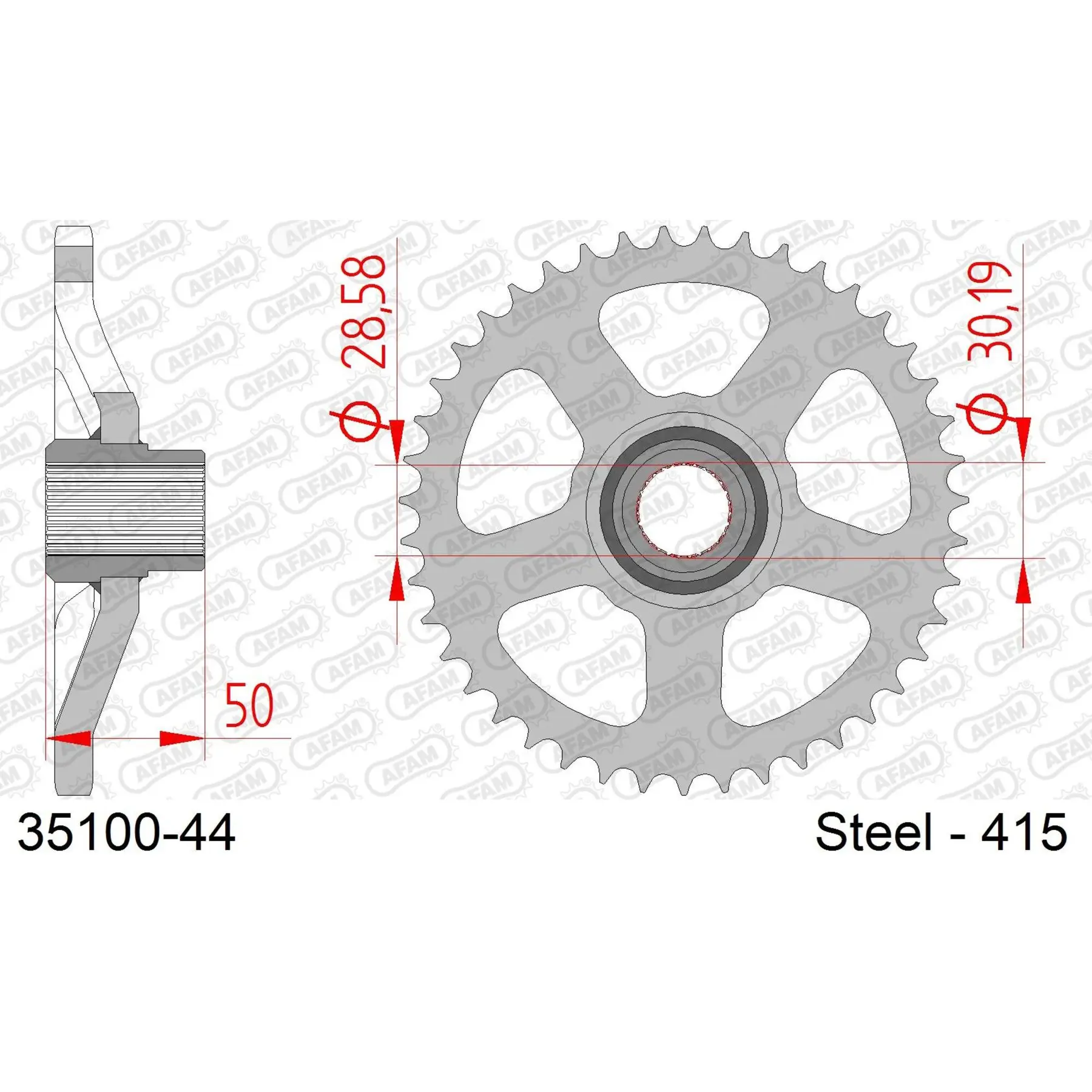 Ritzel Motorrad Stahl hinten Afam 415 44 dents