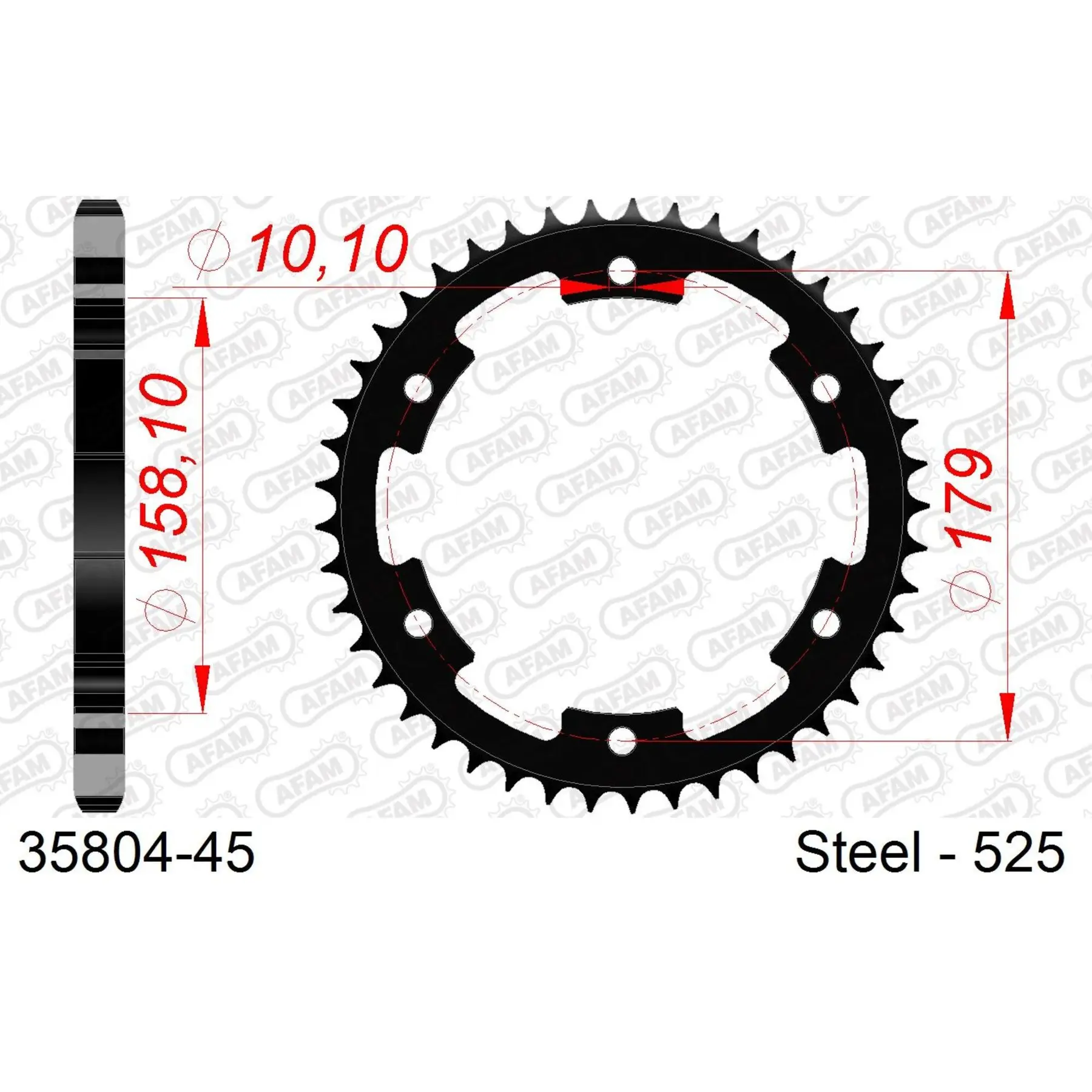 Ritzel Motorrad Stahl hinten Afam 525 45 dents