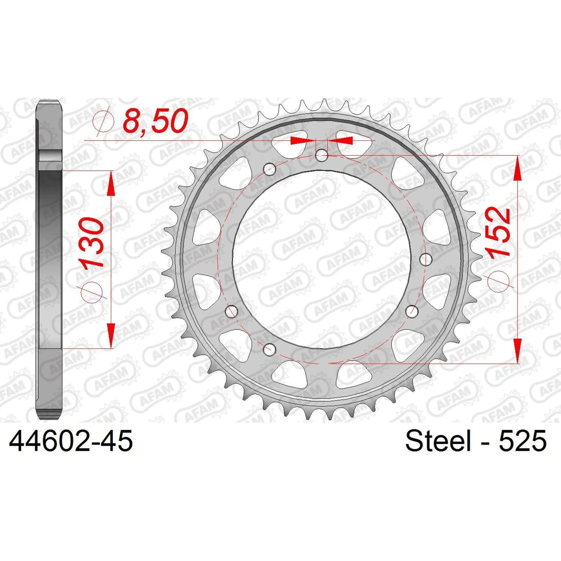 Ritzel Motorrad Stahl hinten Afam 525 45 dents