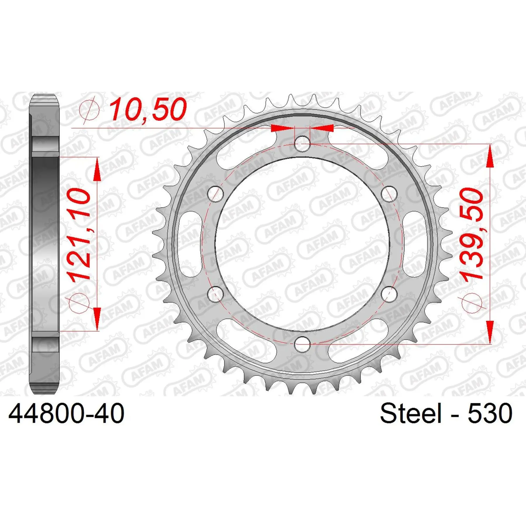 Ritzel Motorrad Stahl hinten Afam 530 40 dents