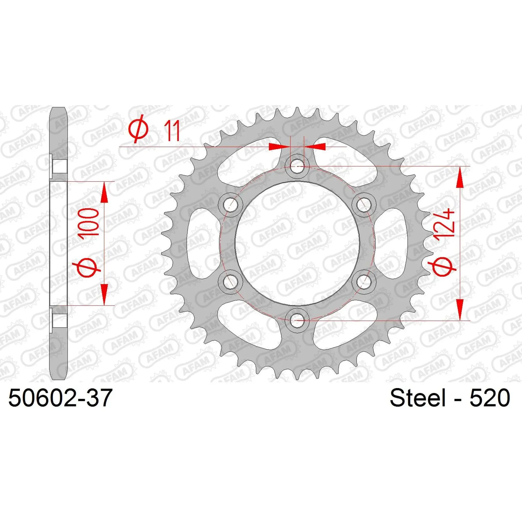 Ritzel Motorrad Stahl hinten Afam 520 37 dents
