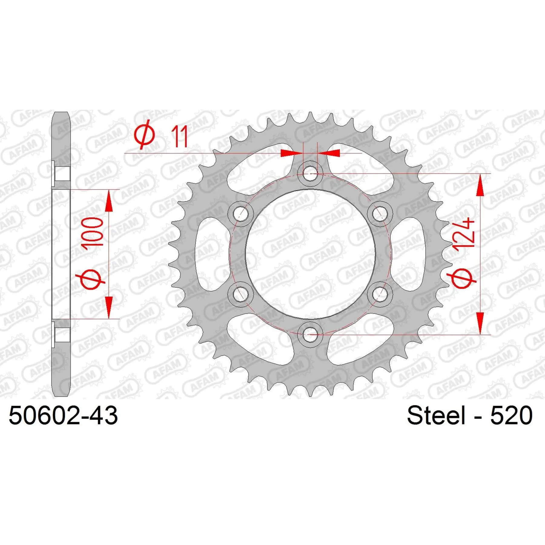 Ritzel Motorrad Stahl hinten Afam 520 43 dents
