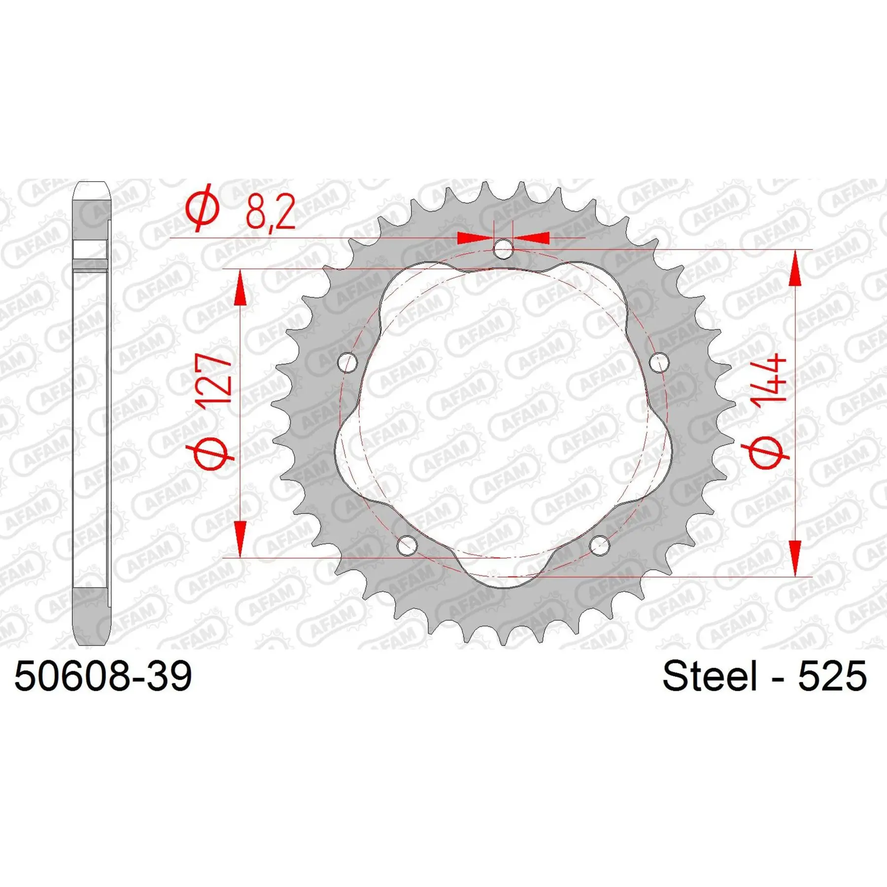 Ritzel Motorrad Stahl hinten Afam 525 39 dents
