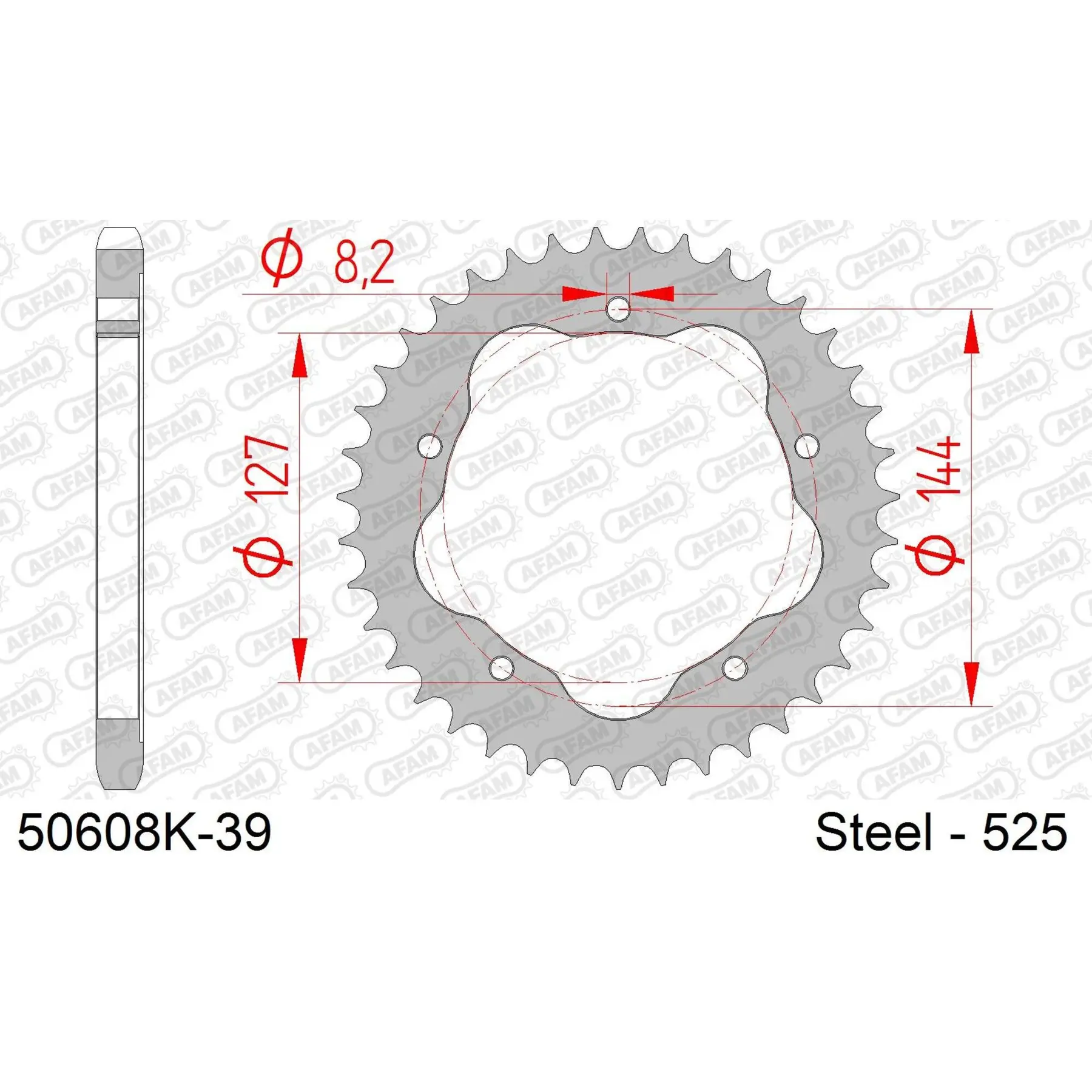 Ritzel Motorrad Stahl hinten Afam 525 39 dents