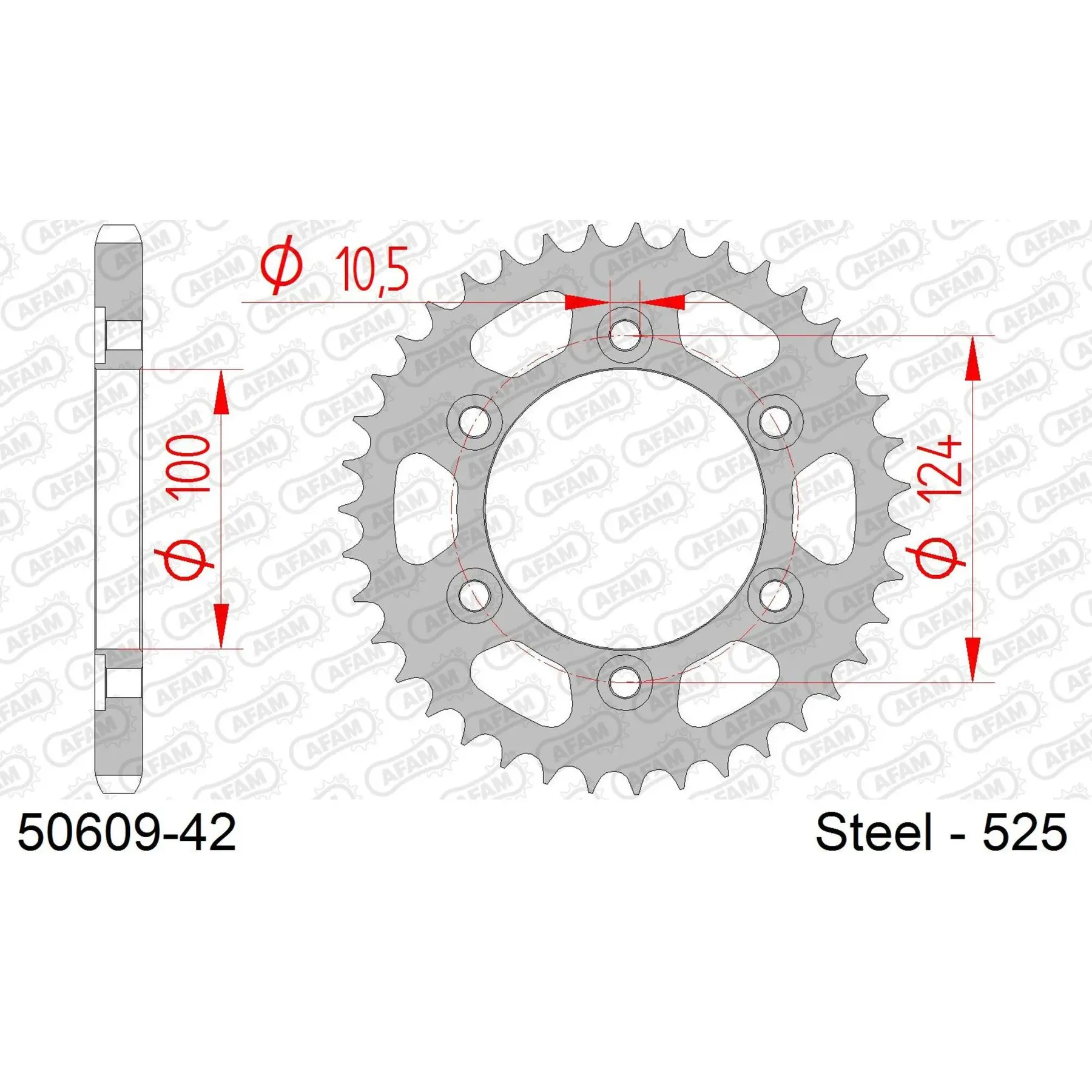 Ritzel Motorrad Stahl hinten Afam 525 42 dents