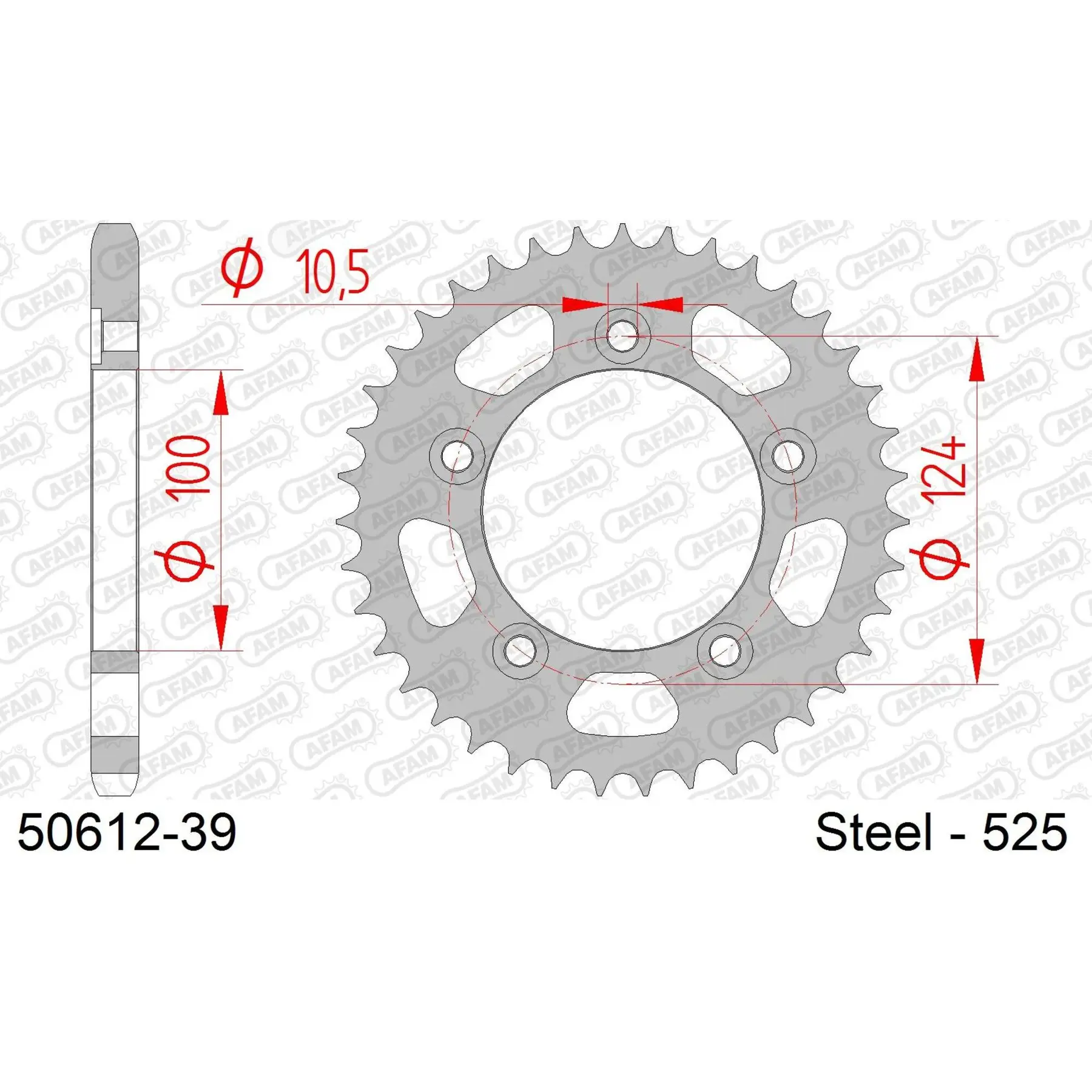 Ritzel Motorrad Stahl hinten Afam 525 39 dents