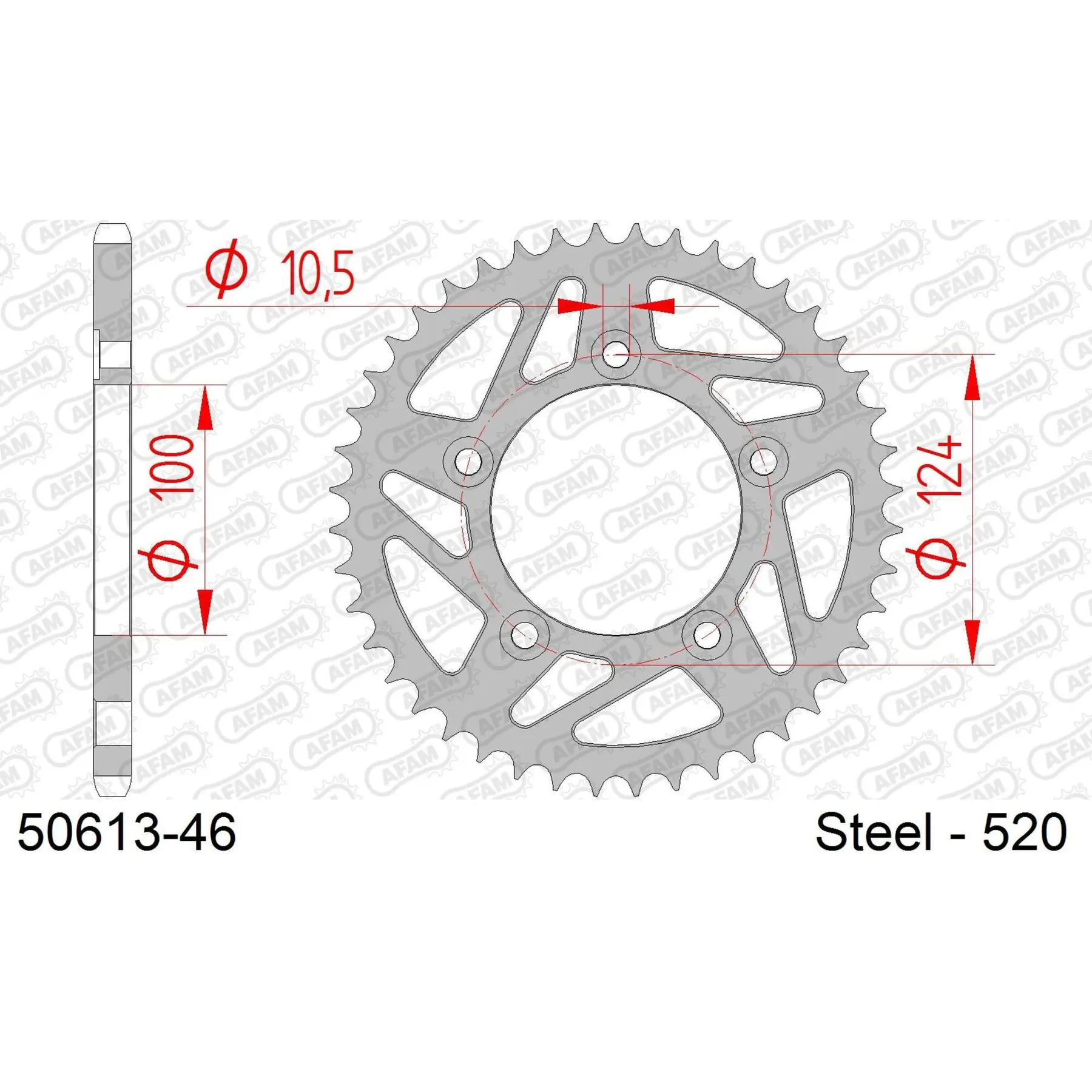 Ritzel Motorrad Stahl hinten Afam 520 46 dents