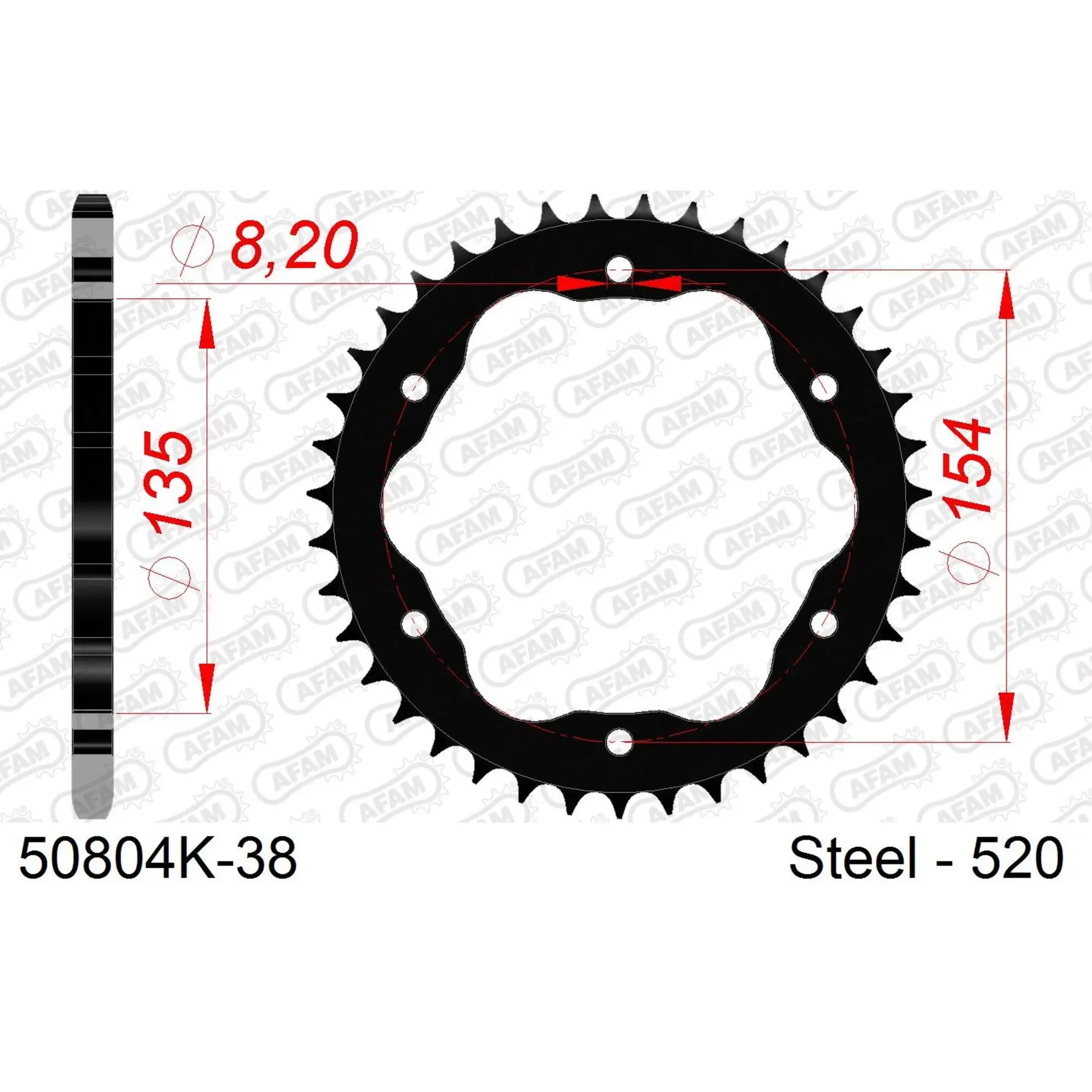Ritzel Motorrad Stahl hinten Afam 520 38 dents