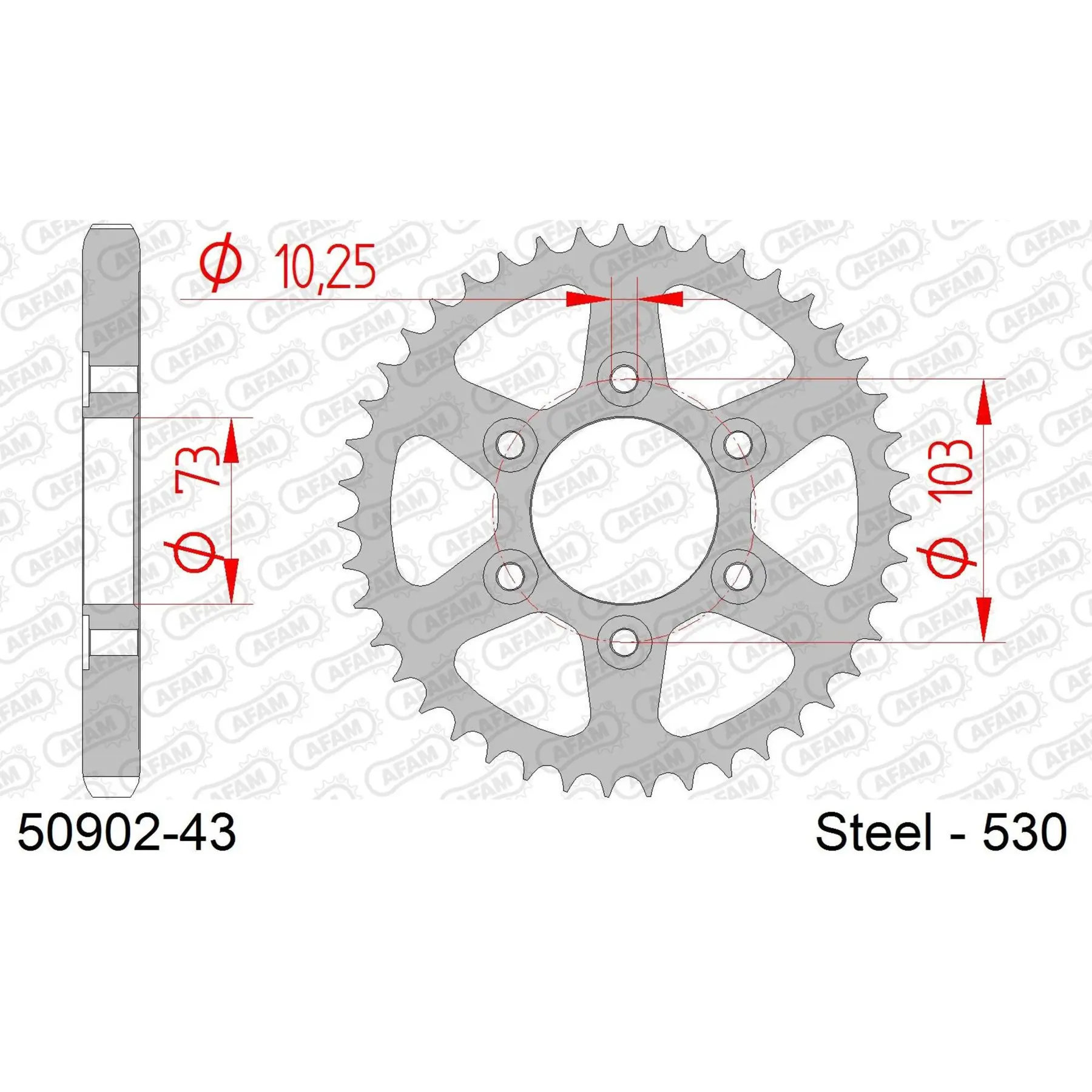 Ritzel Motorrad Stahl hinten Afam 530 43 dents