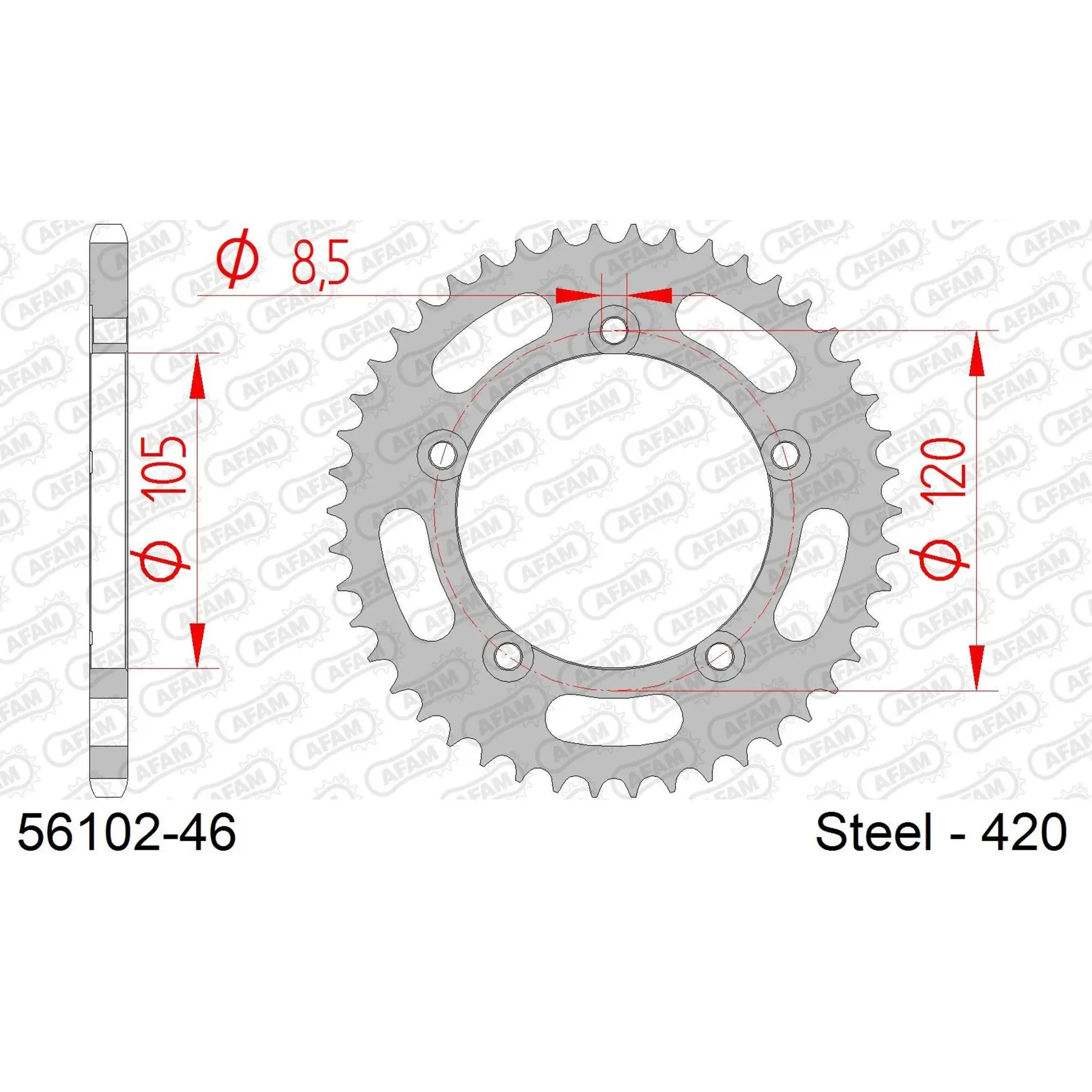 Ritzel Motorrad Stahl hinten Afam 420 46 dents