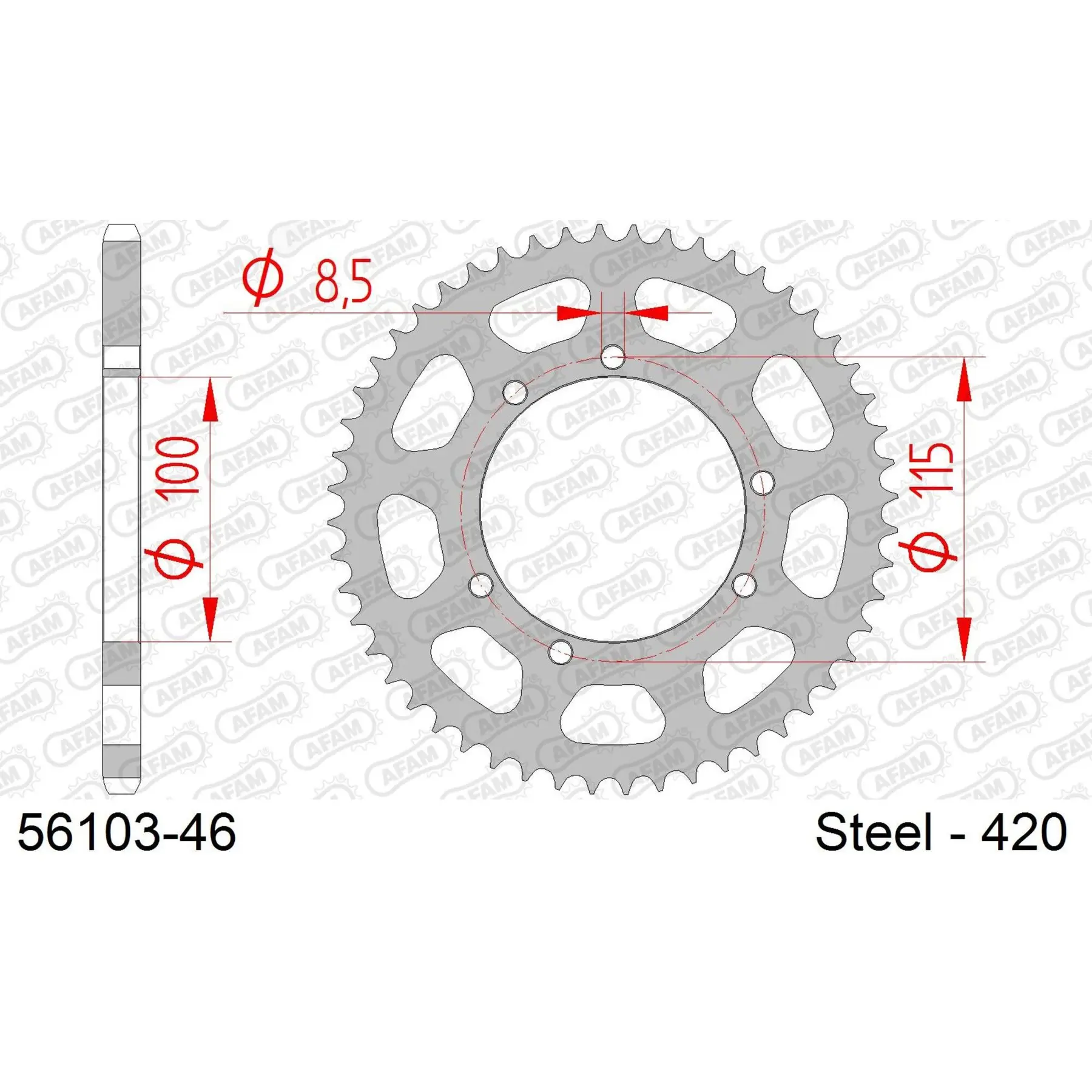 Ritzel Motorrad Stahl hinten Afam 420 46 dents