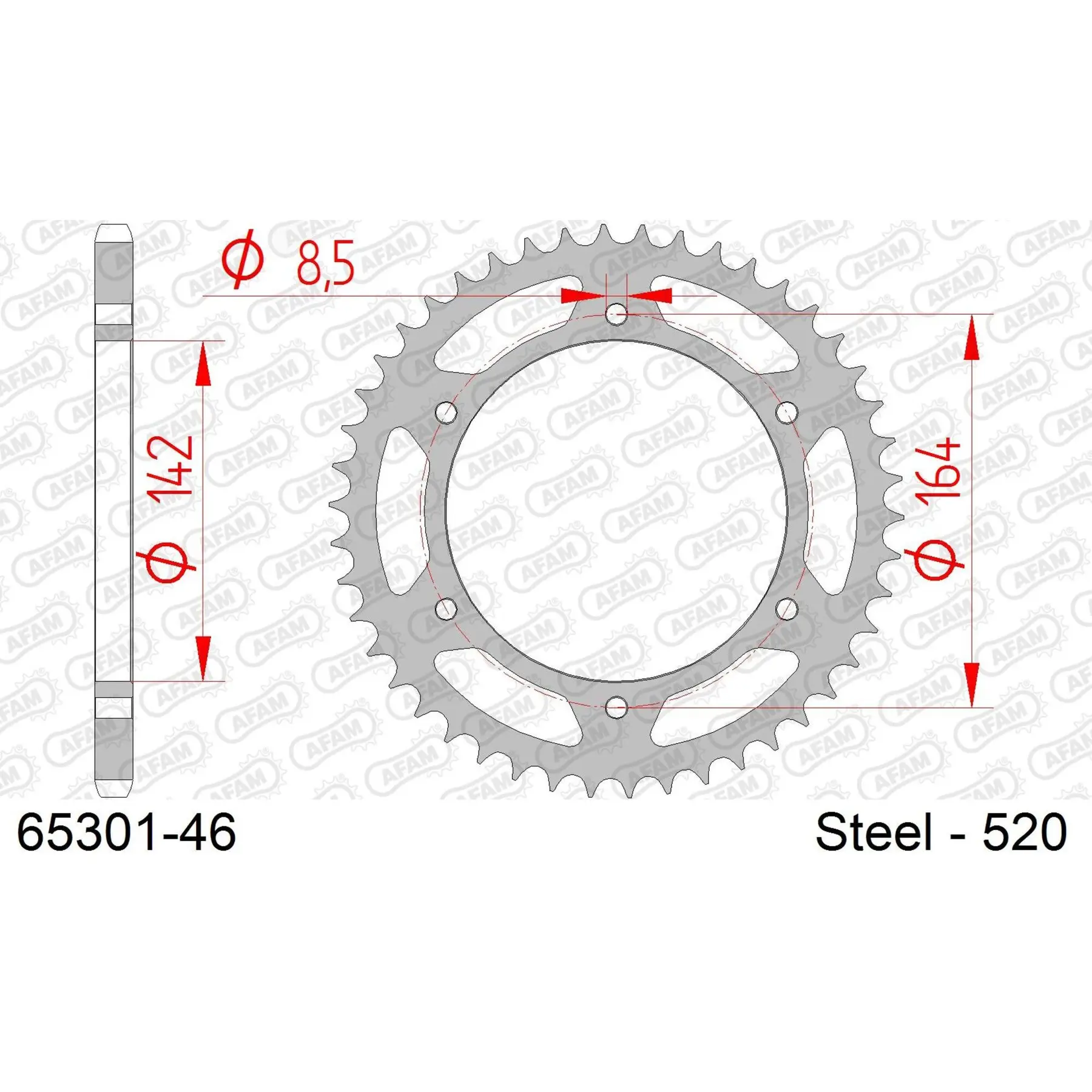 Ritzel Motorrad Stahl hinten Afam 520 46 dents