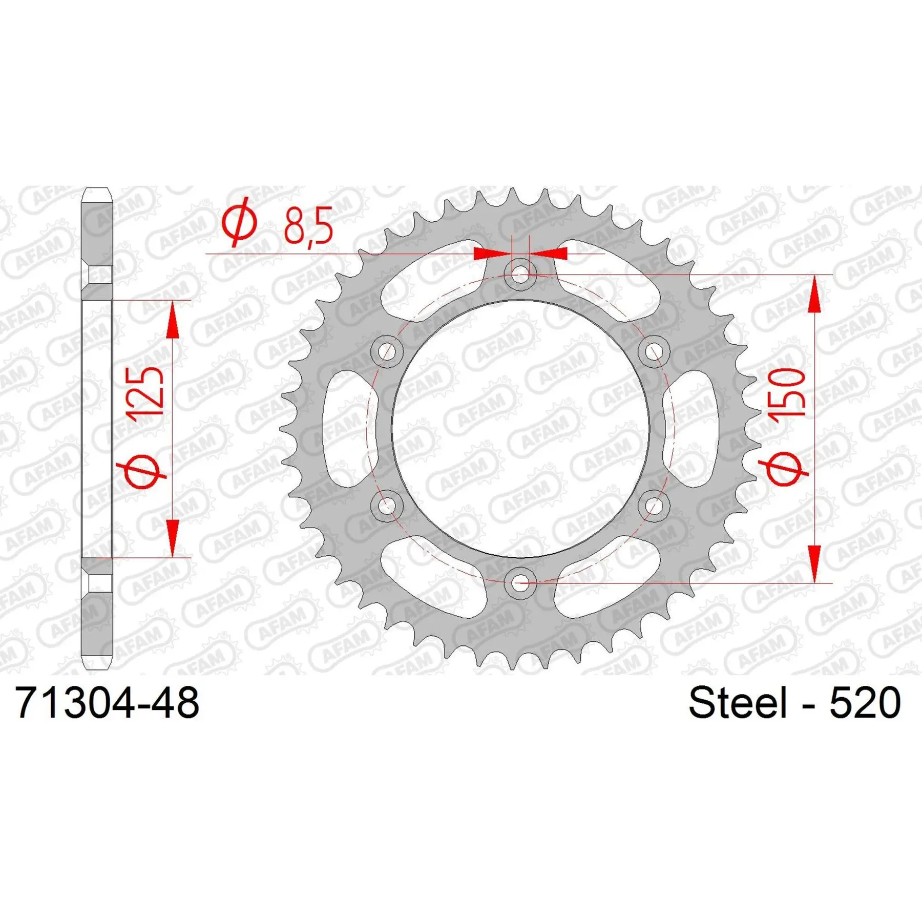 Ritzel Motorrad Stahl hinten Afam 520 48 dents