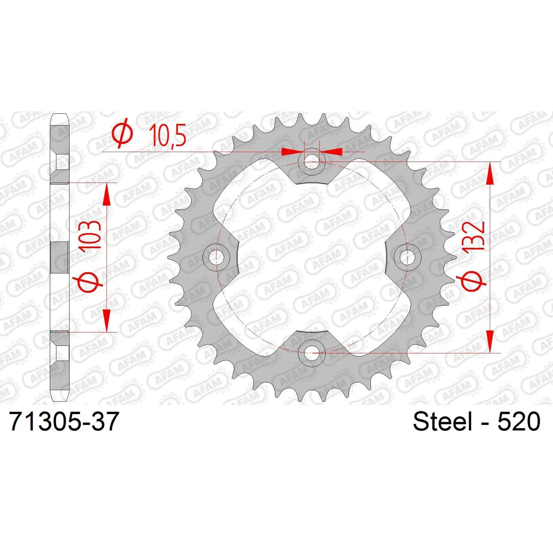 Ritzel Motorrad Stahl hinten Afam 520 37 dents