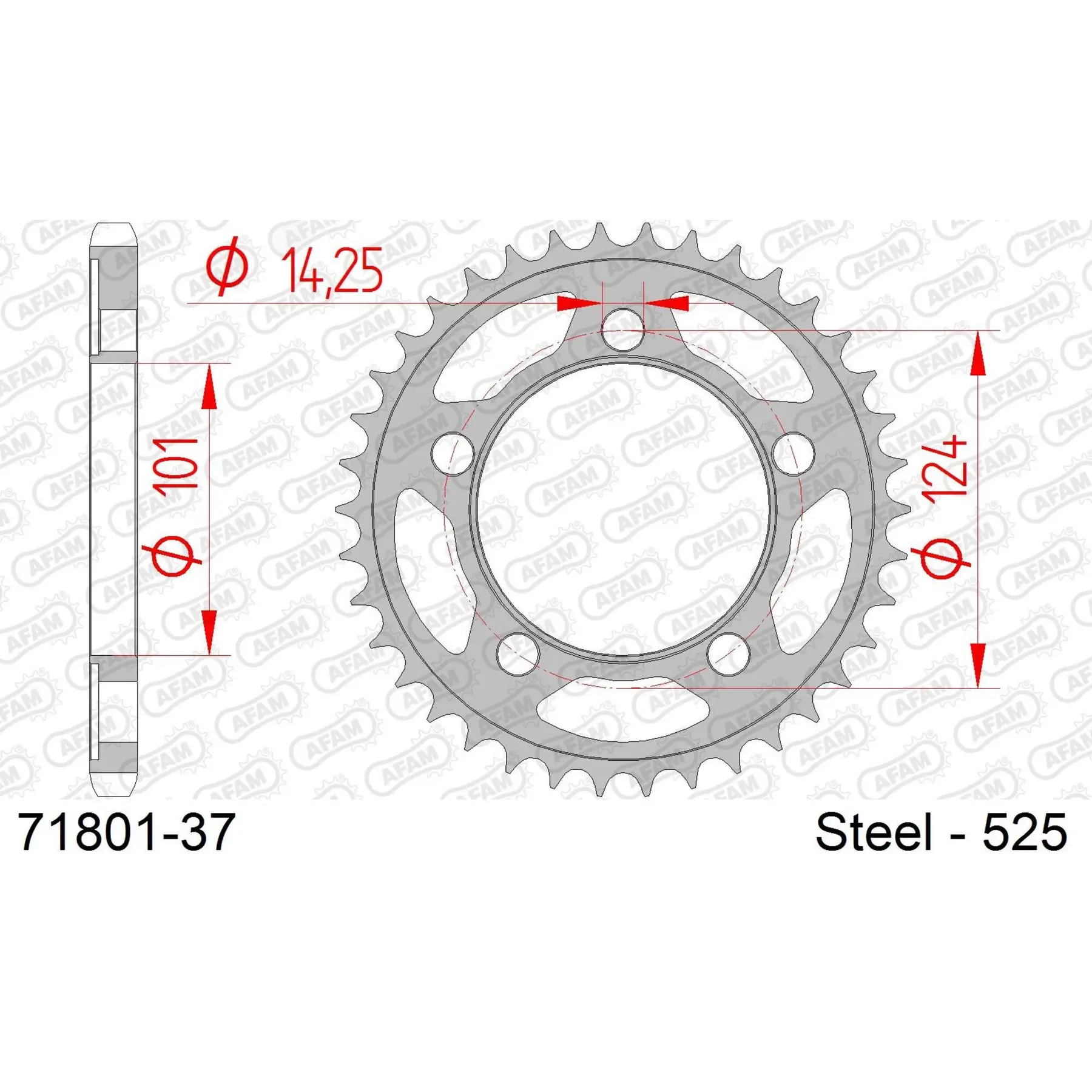 Ritzel Motorrad Stahl hinten Afam 525 37 dents
