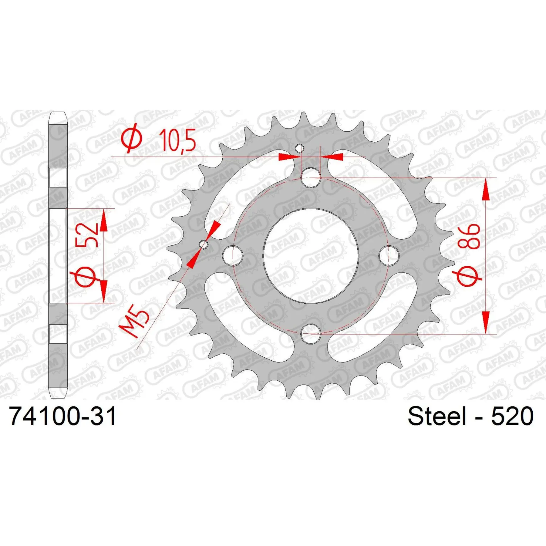 Ritzel Motorrad Stahl hinten Afam 520 31 dents
