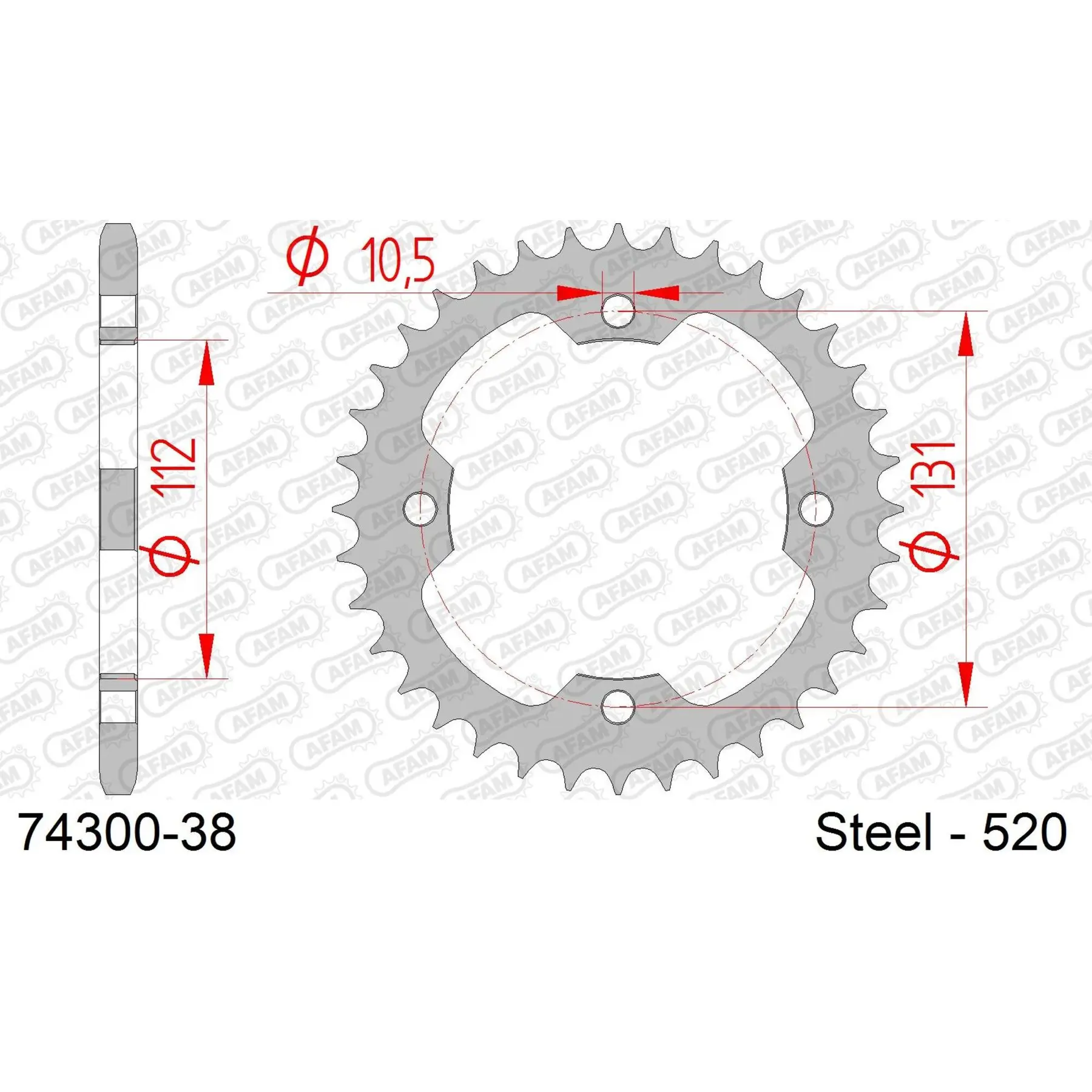 Ritzel Motorrad Stahl hinten Afam 520 38 dents