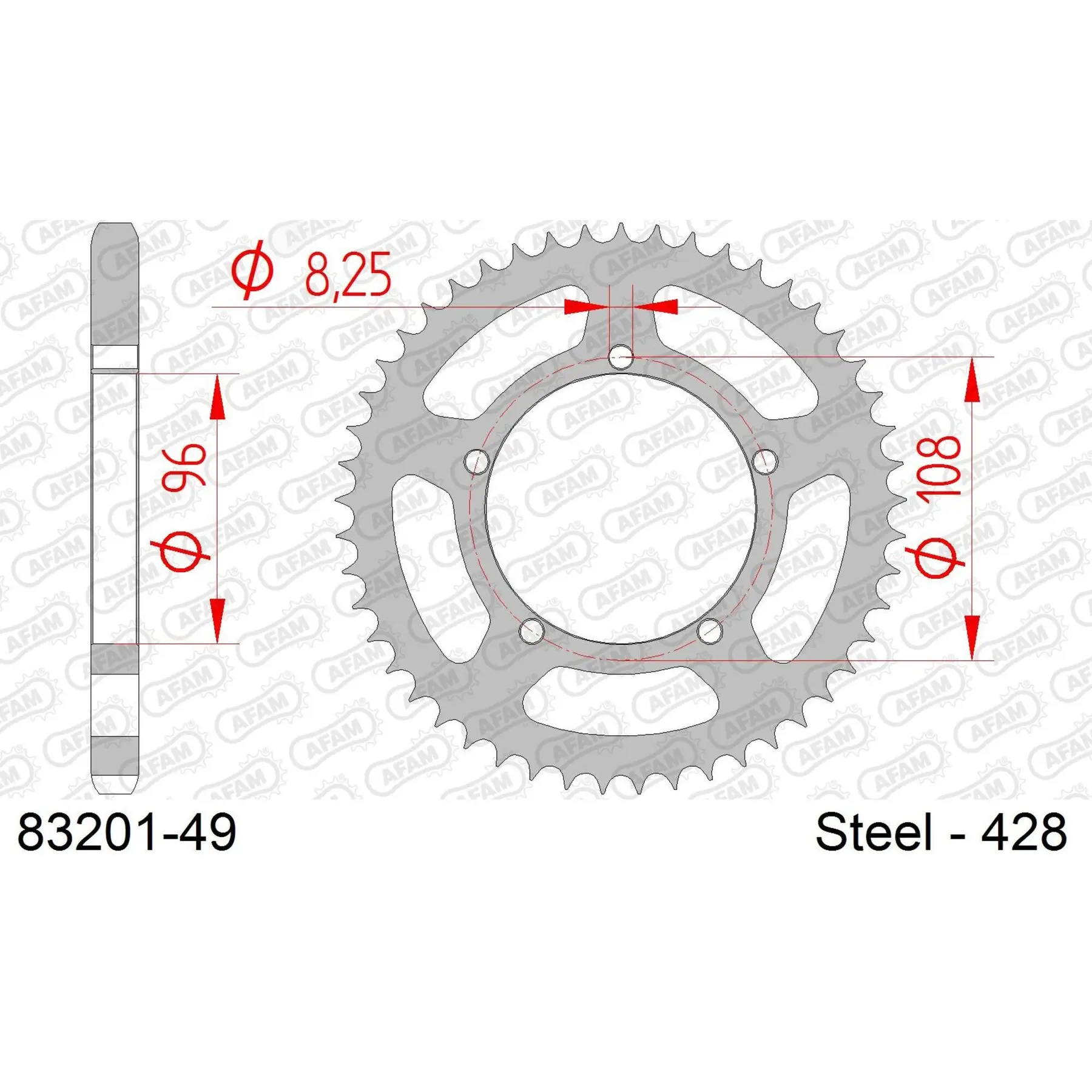 Ritzel Motorrad Stahl hinten Afam 428 49 dents