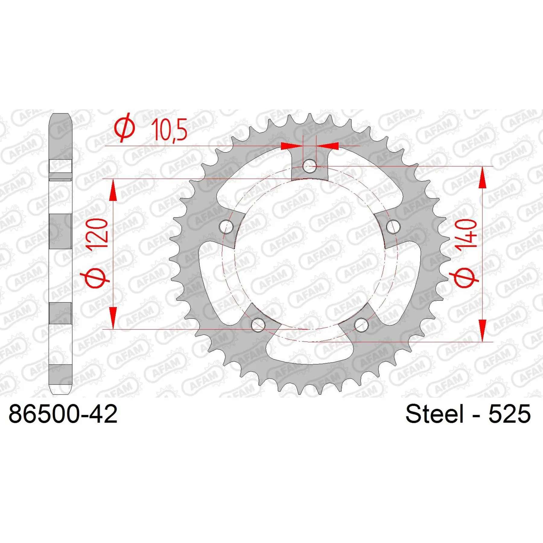 Ritzel Motorrad Stahl hinten Afam 525 42 dents