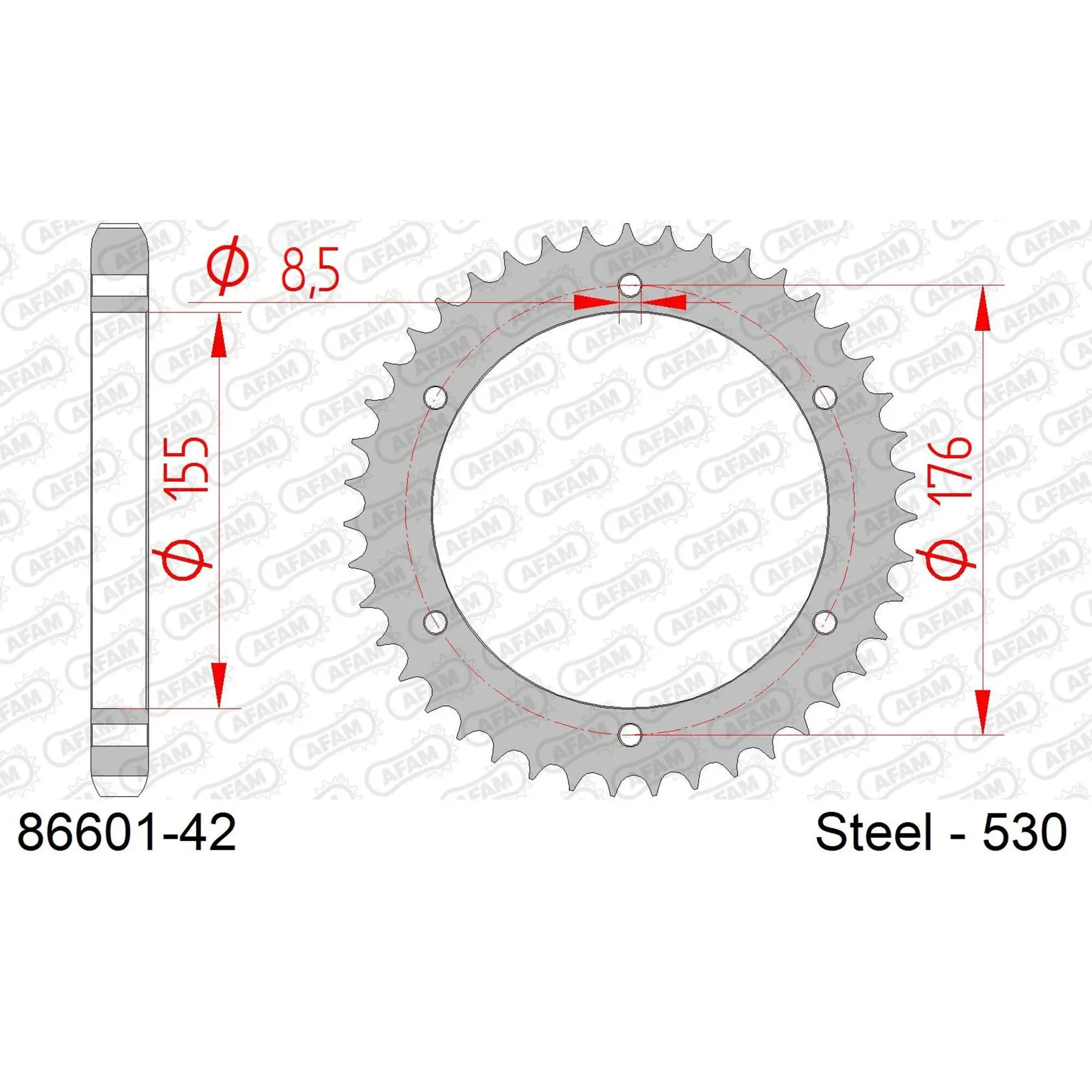 Ritzel Motorrad Stahl hinten Afam 530 42 dents