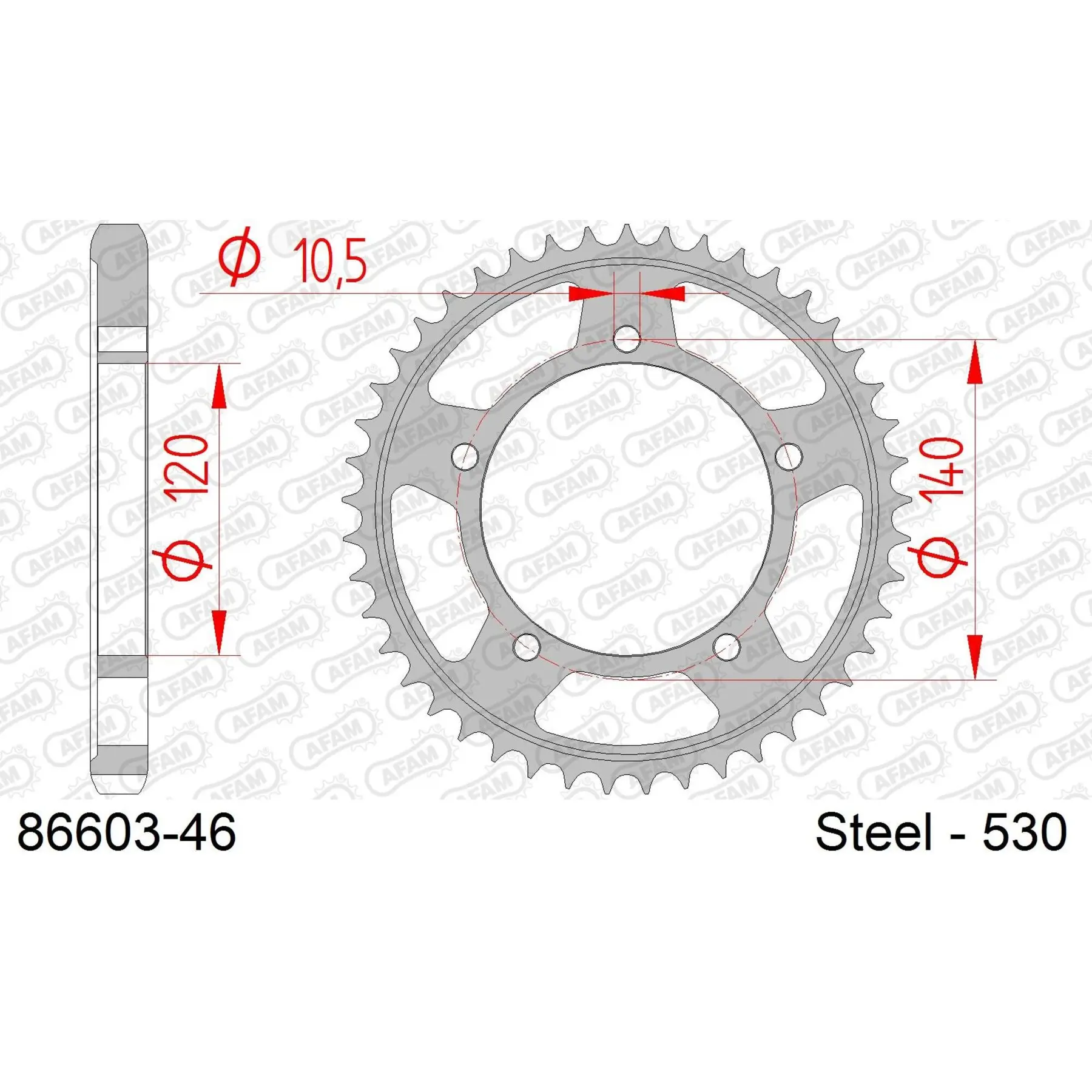 Ritzel Motorrad Stahl hinten Afam 530 46 dents