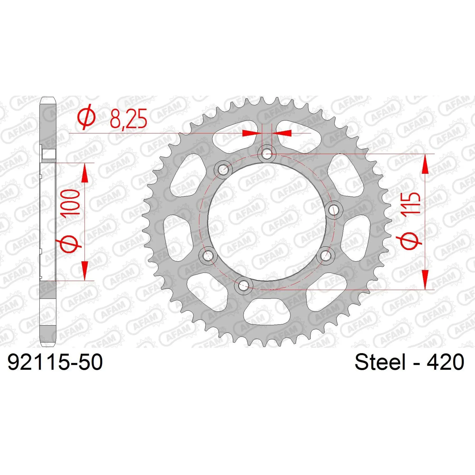 Ritzel Motorrad Stahl hinten Afam 420 50 dents