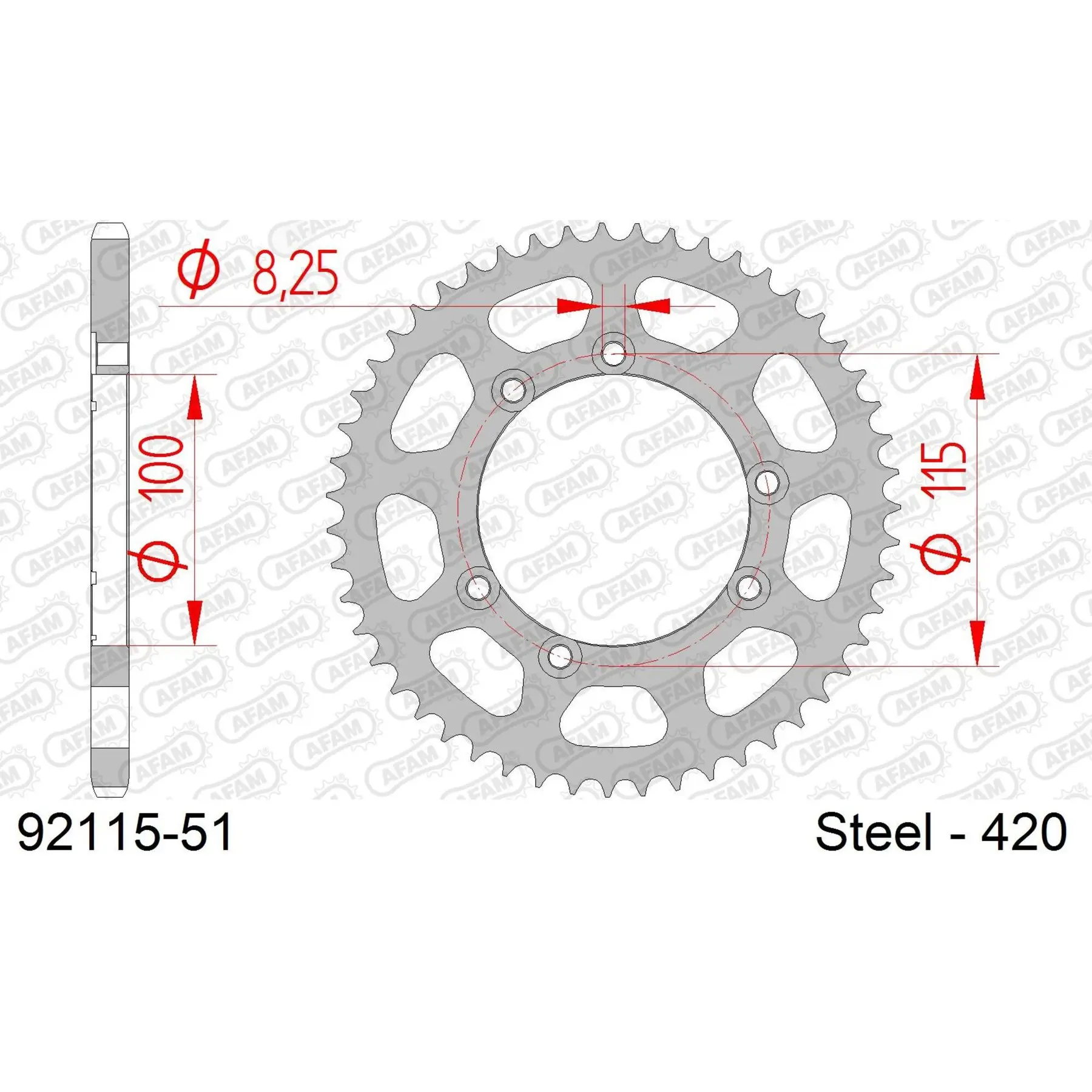 Ritzel Motorrad Stahl hinten Afam 420 51 dents