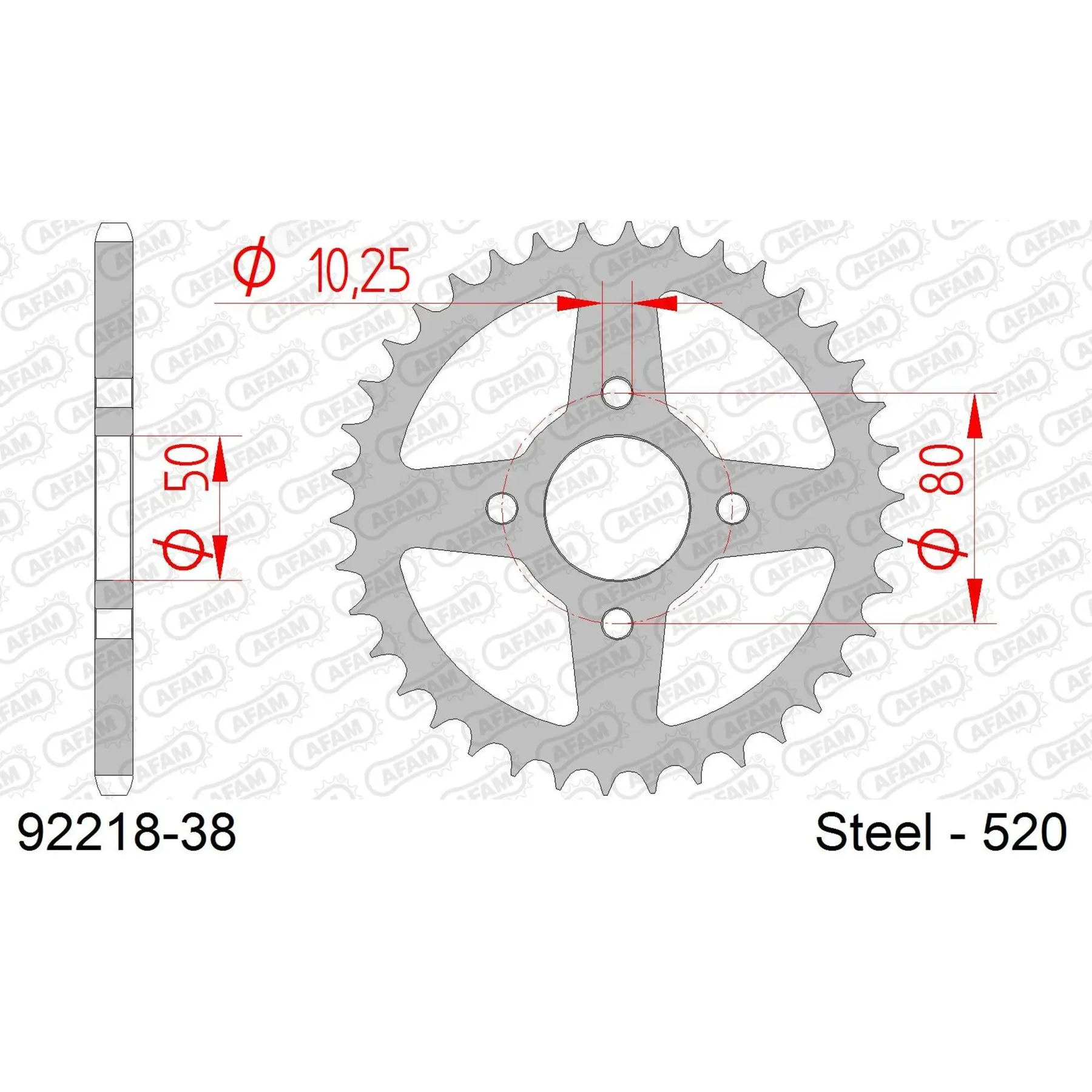 Ritzel Motorrad Stahl hinten Afam 520 38 dents