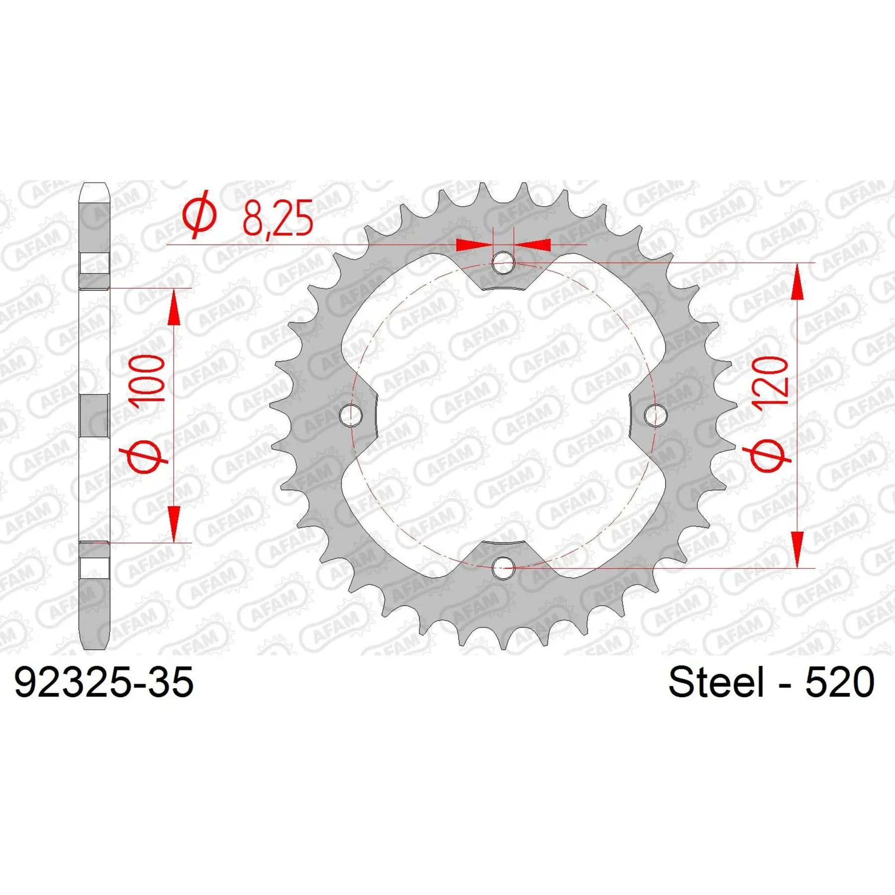 Ritzel Motorrad Stahl hinten Afam 520 35 dents