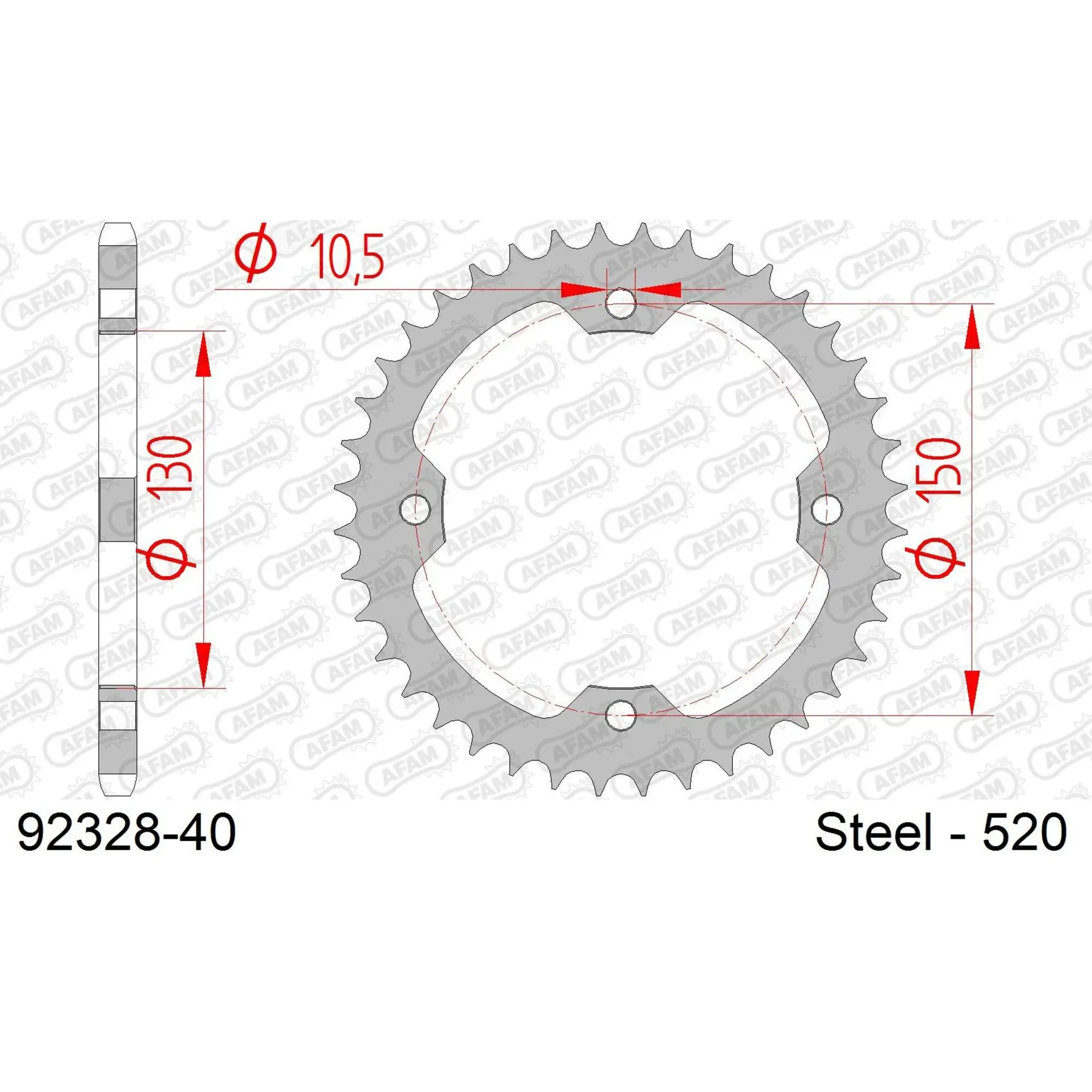 Ritzel Motorrad Stahl hinten Afam 520 40 dents