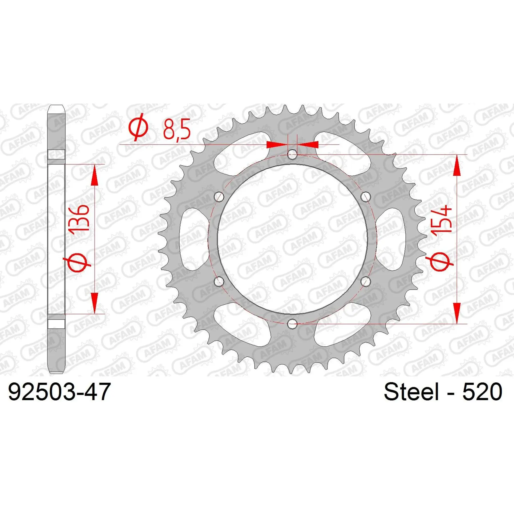 Ritzel Motorrad Stahl hinten Afam 520 47 dents