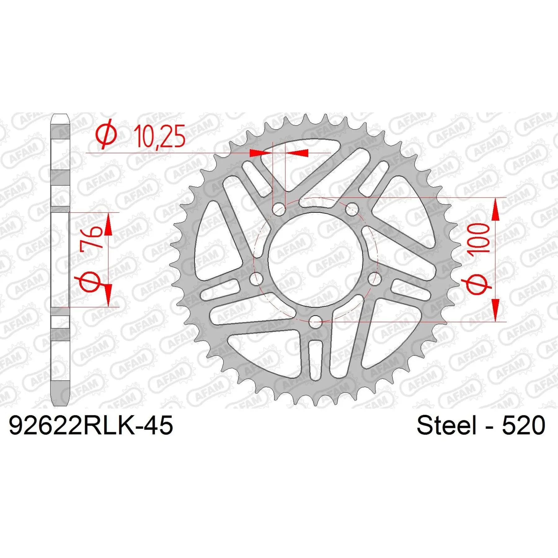 Ritzel Motorrad Stahl hinten Afam 520 45 dents
