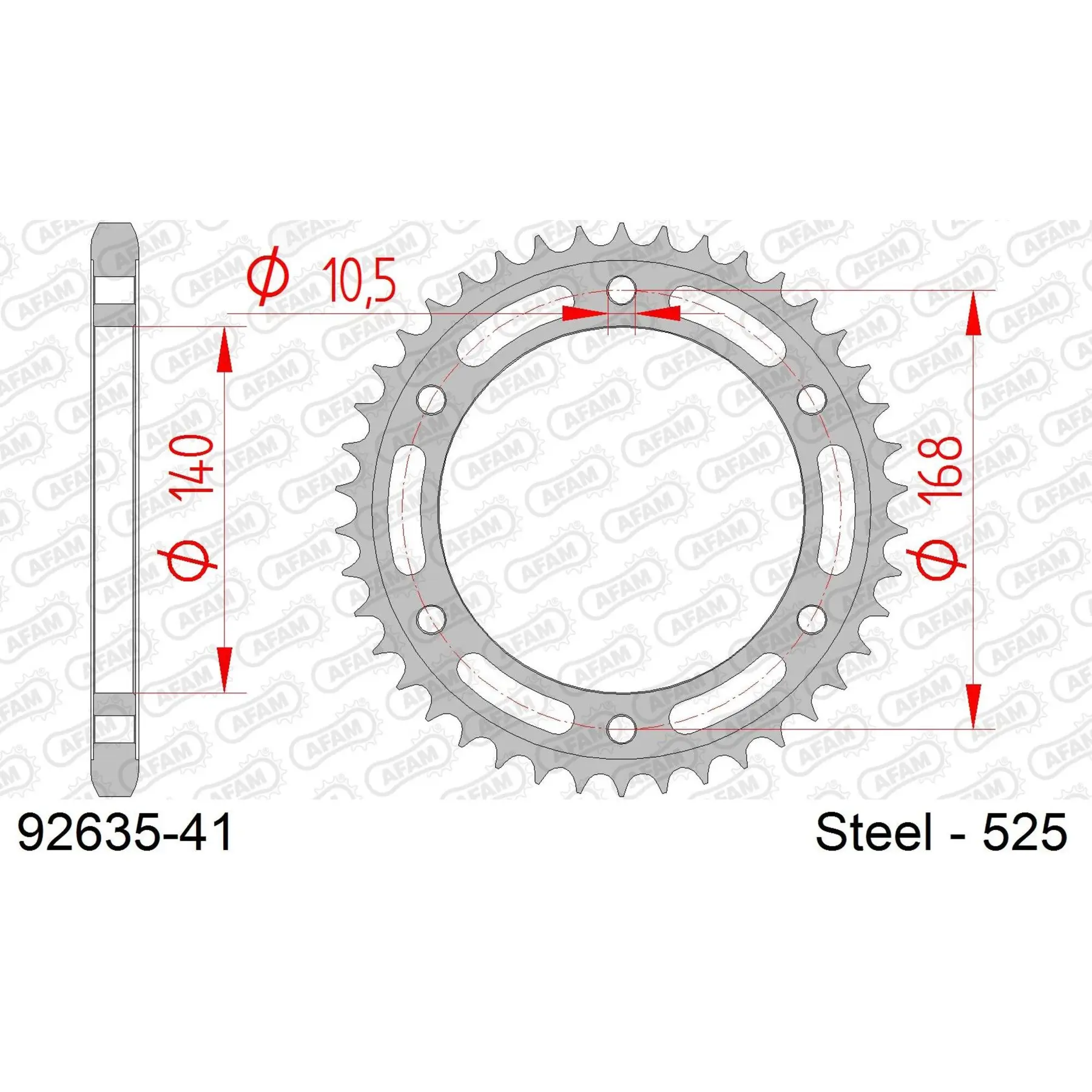 Ritzel Motorrad Stahl hinten Afam 525 41 dents