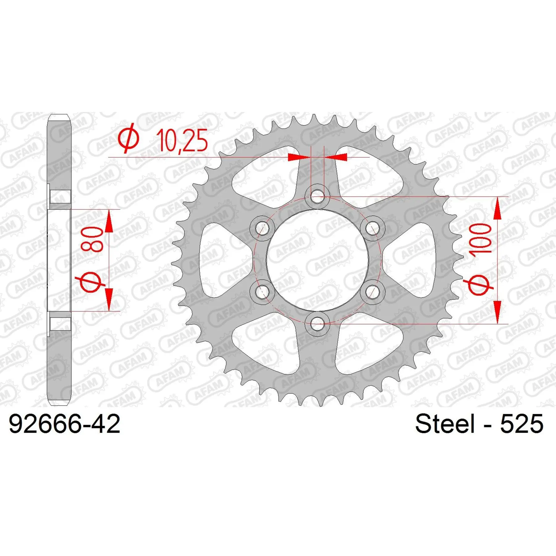 Ritzel Motorrad Stahl hinten Afam 525 42 dents