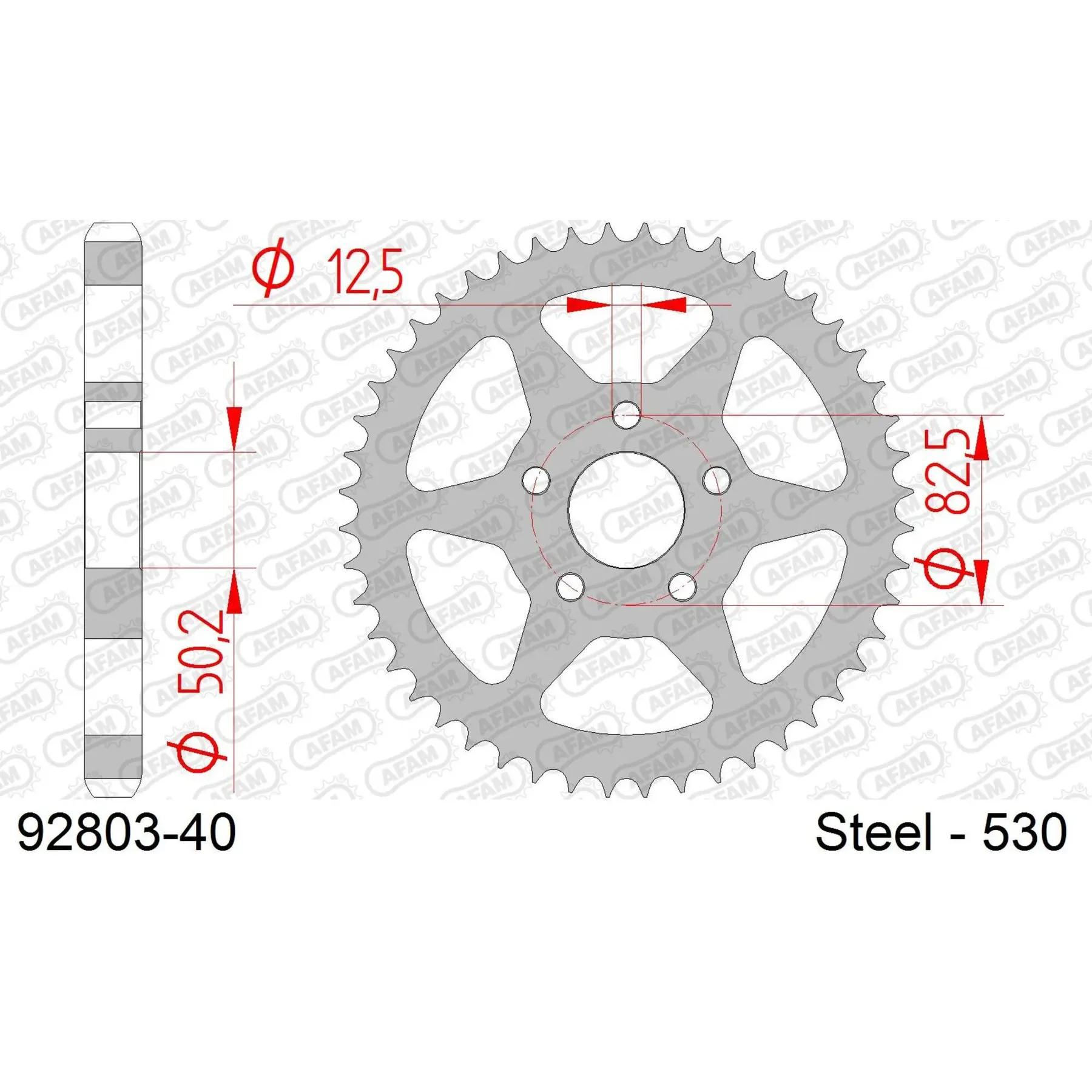 Ritzel Motorrad Stahl hinten Afam 530 40 dents