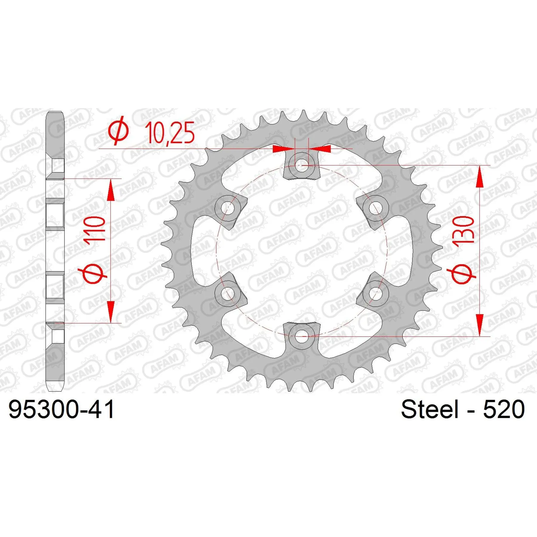 Ritzel Motorrad Stahl hinten Afam 520 41 dents