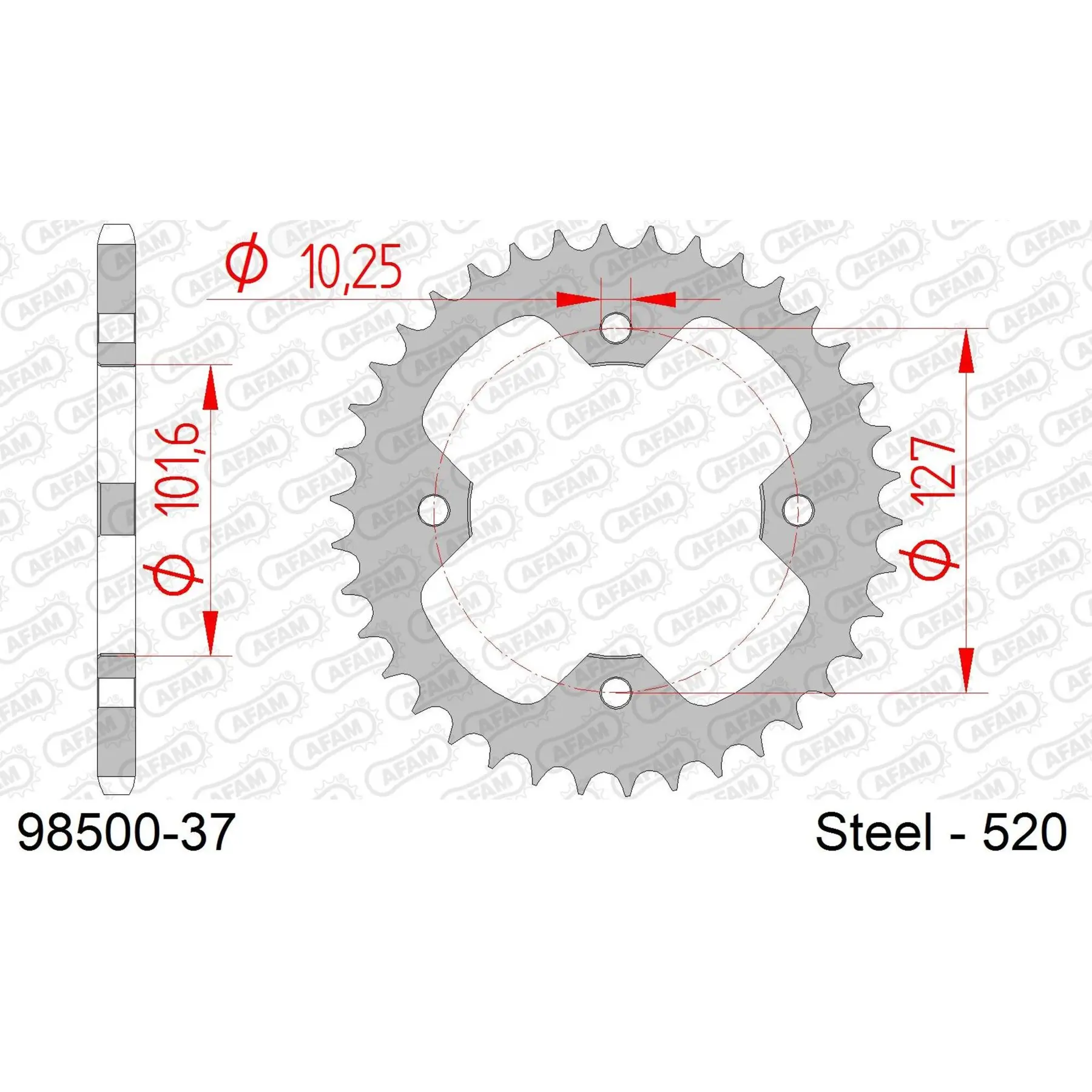 Ritzel Motorrad Stahl hinten Afam 520 37 dents