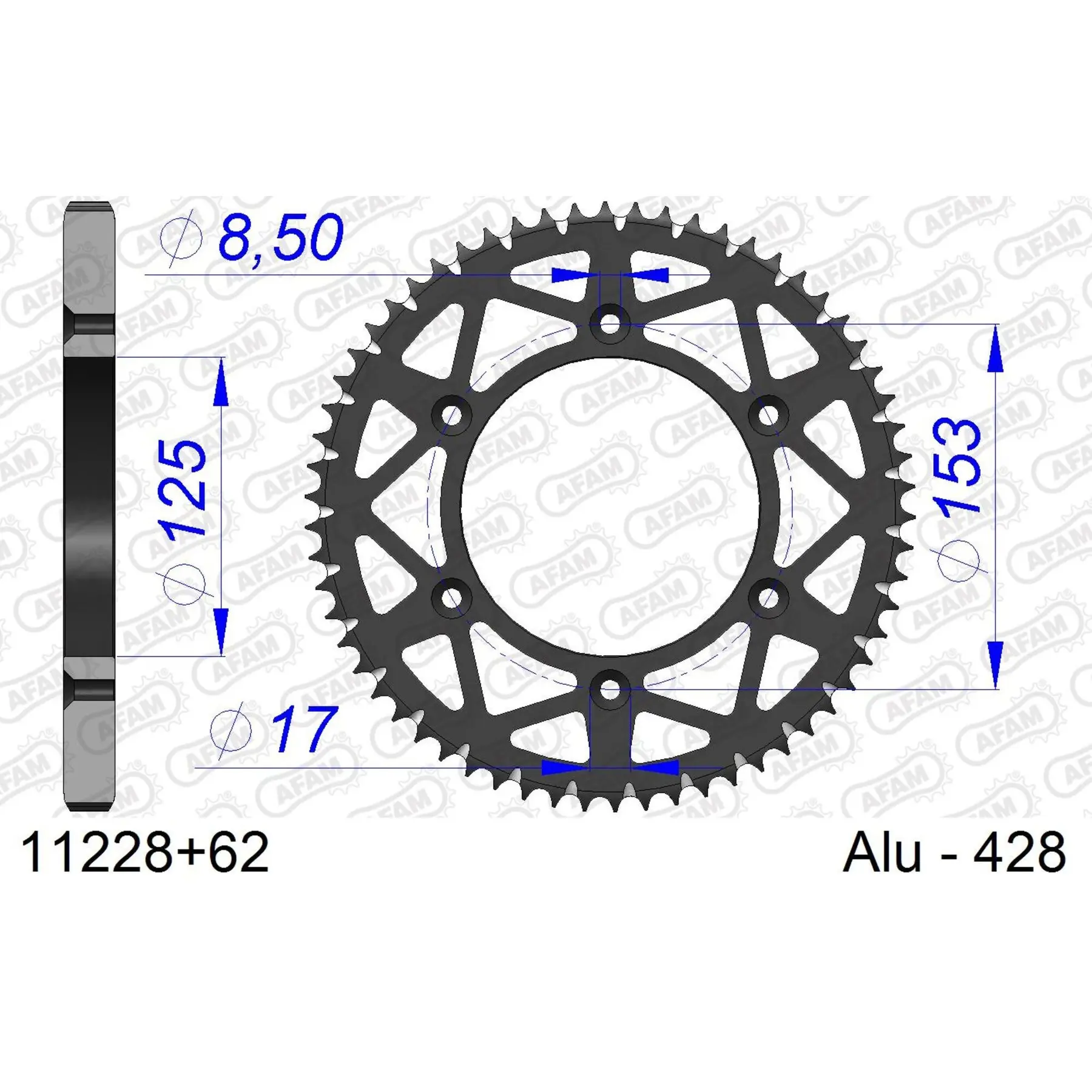 Zahnrad Afam 428 62 dents