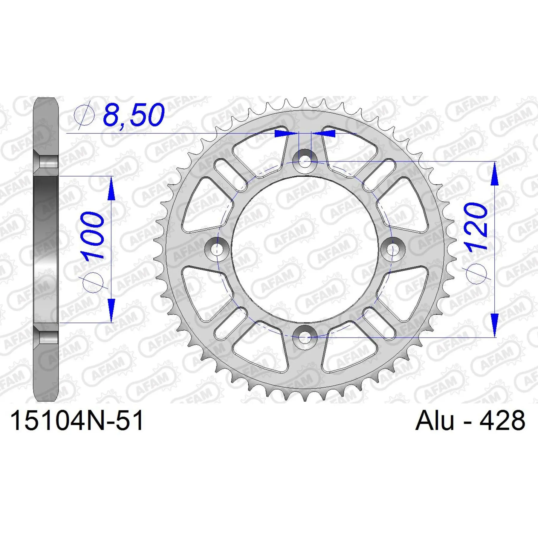 Zahnrad Afam 428 51 dents