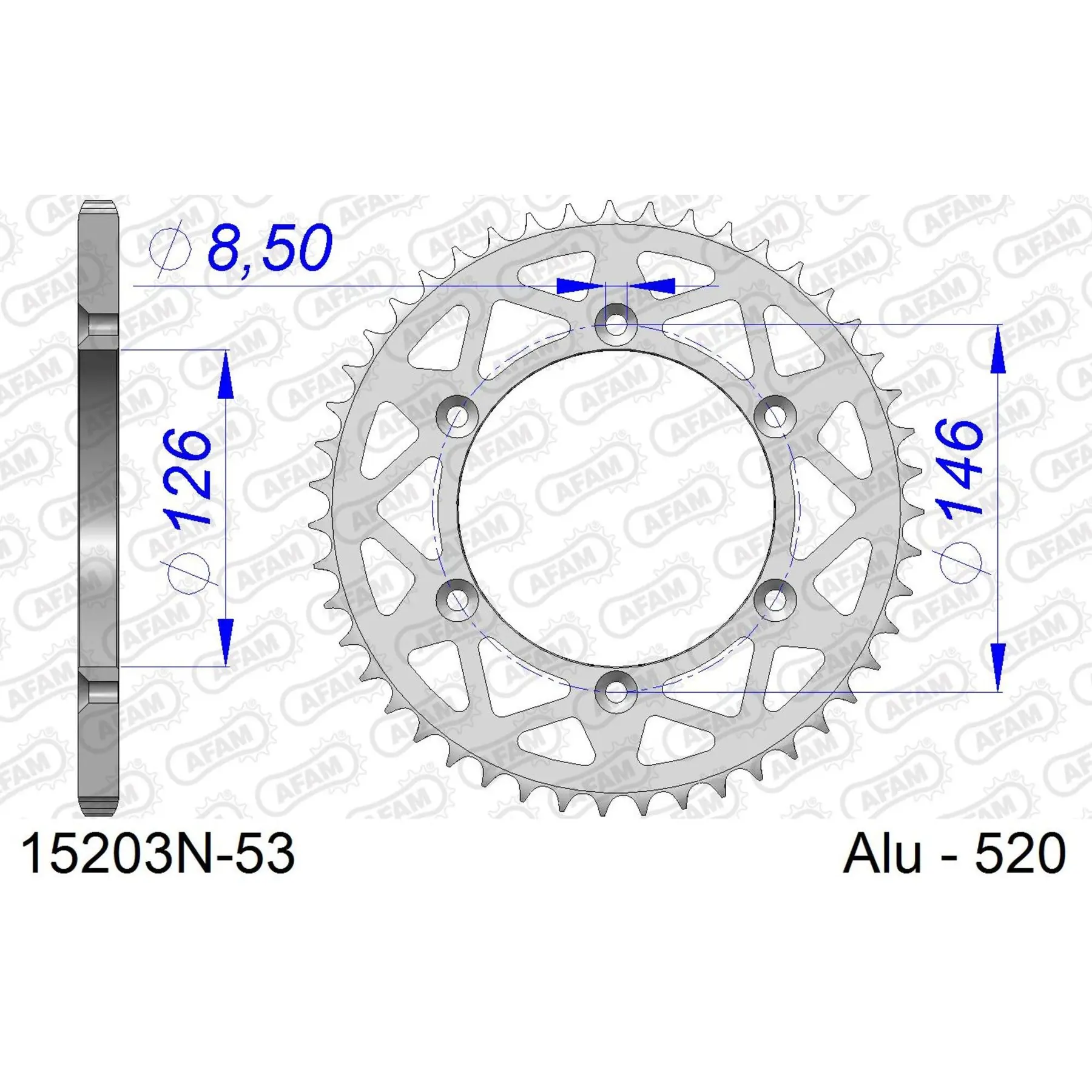 Zahnrad Afam 520 53 dents