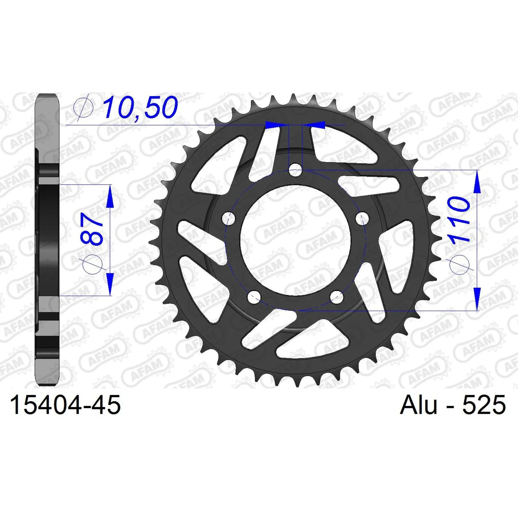 Zahnrad Afam 520 45 dents