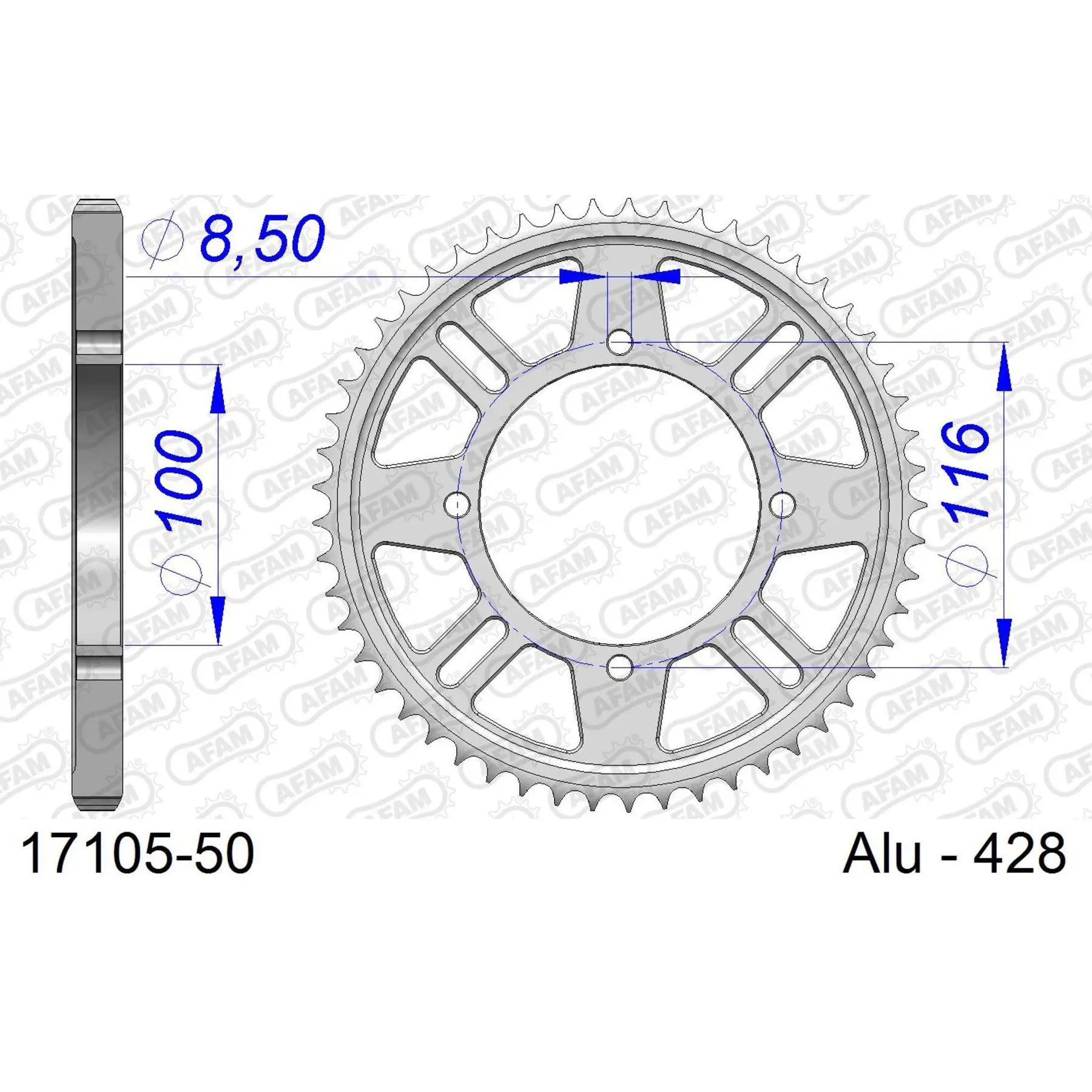 Zahnrad Afam 428 50 dents