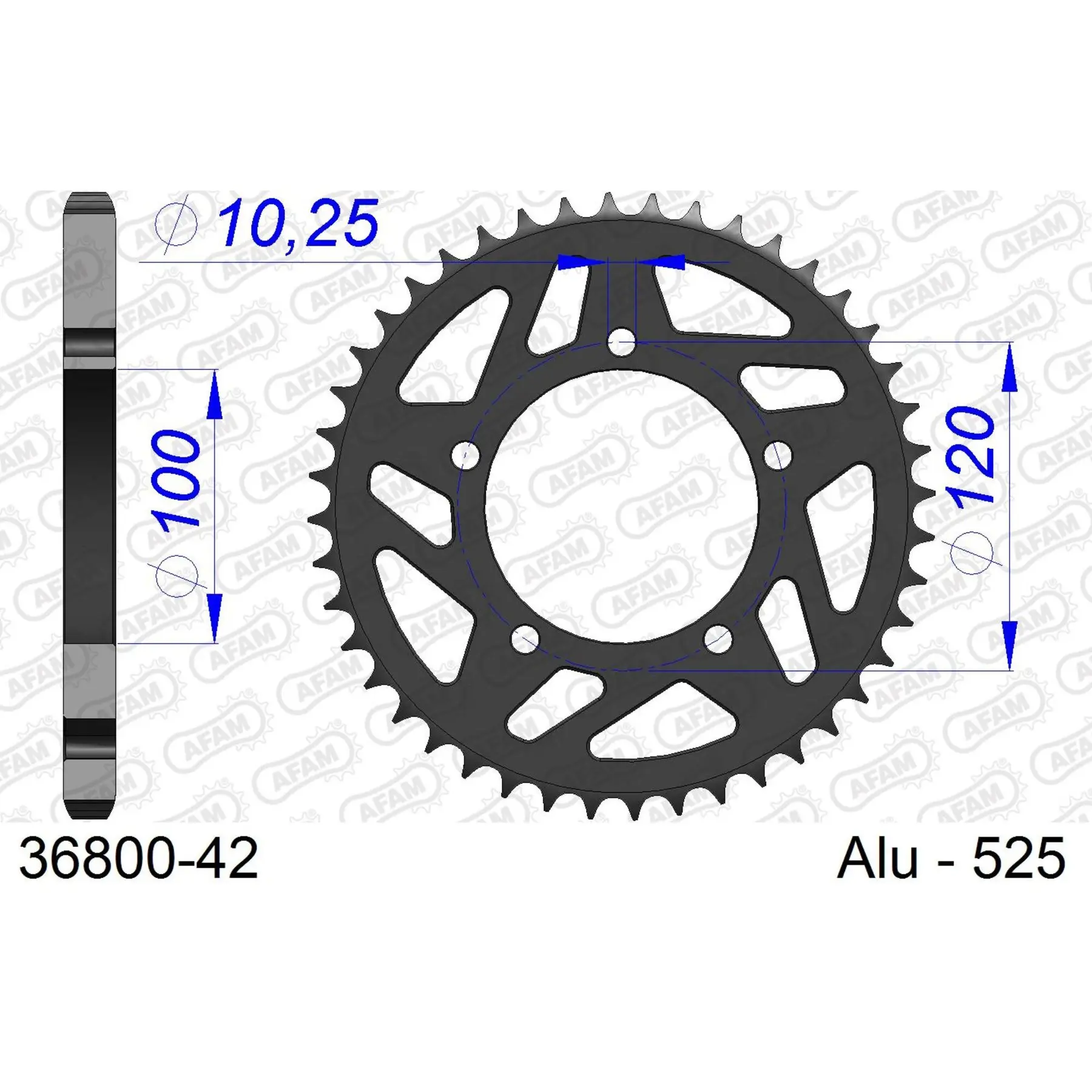 Alu-Motorradritzel hinten Afam 525 42 dents